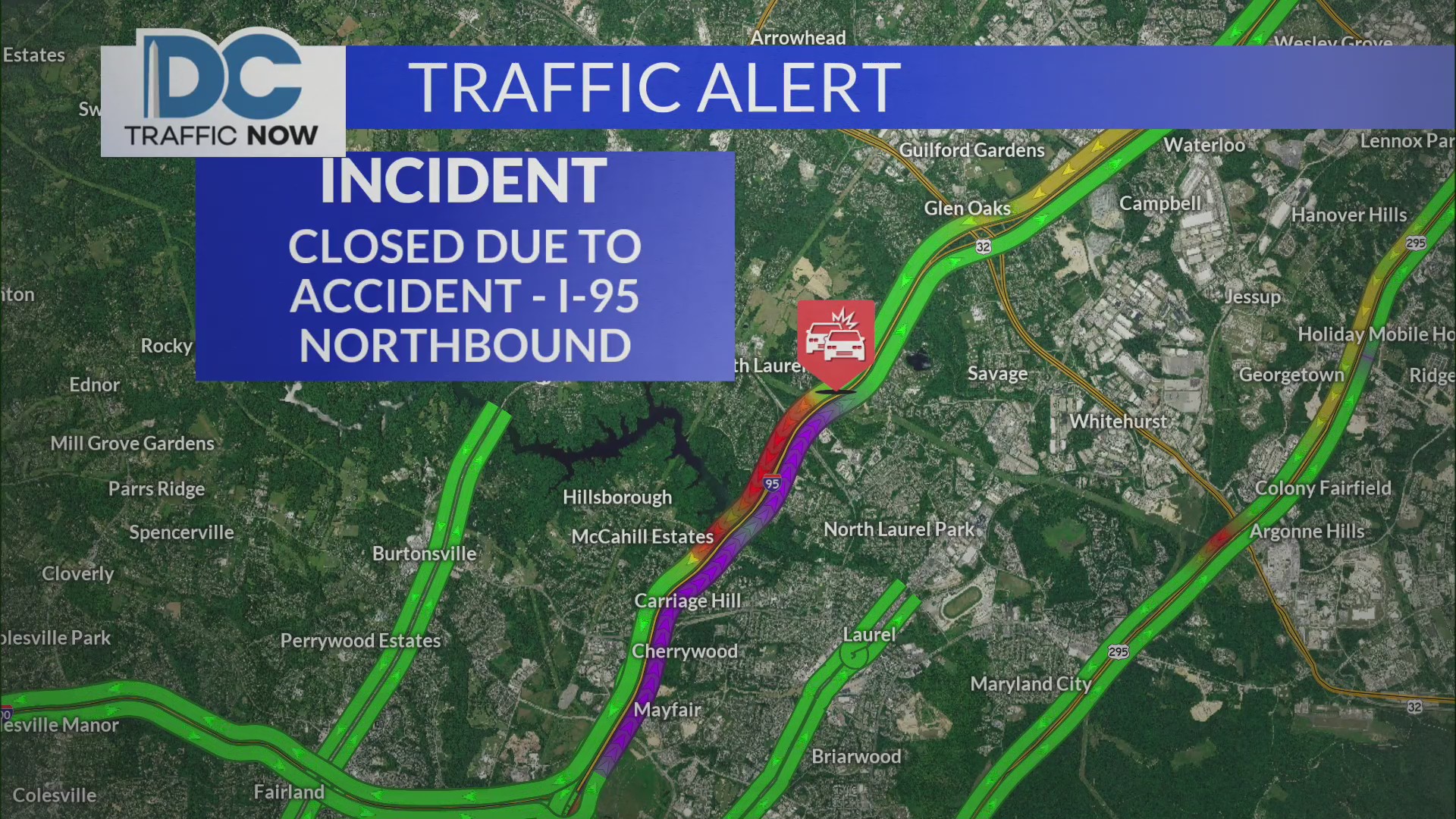 Traffic Alert: All lanes on I-95 North closed after man found shot &ndash; DC