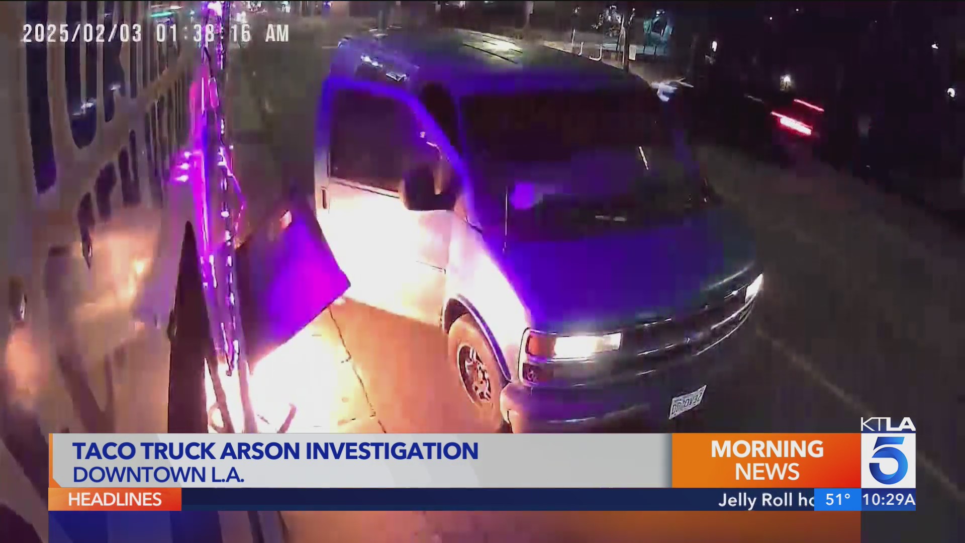 Arsonist steps out of van, lights taco truck on fire in downtown Los ...