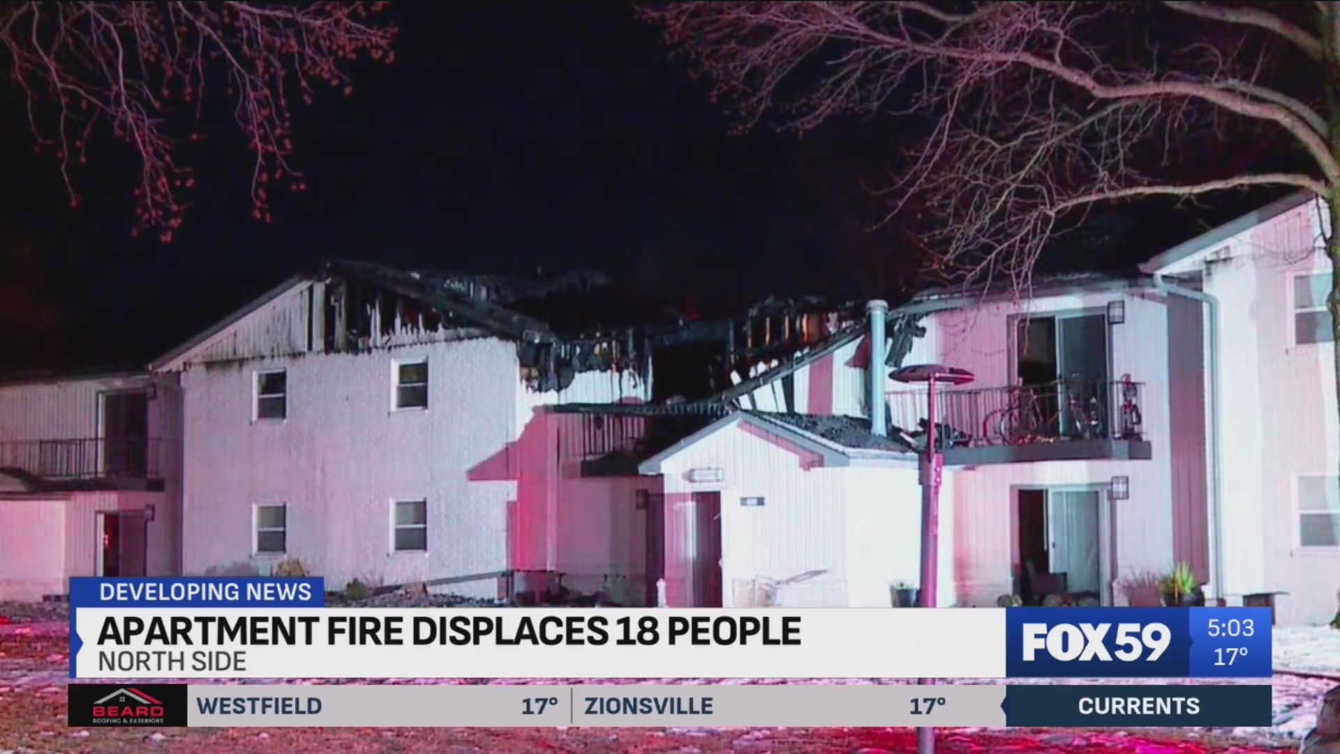 IFD: 18 people displaced after north side apartment fire – Fox 59