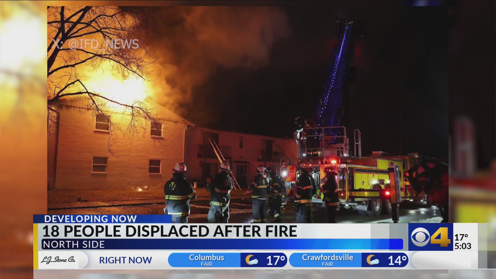 IFD: 18 people displaced after north side apartment fire – Fox 59