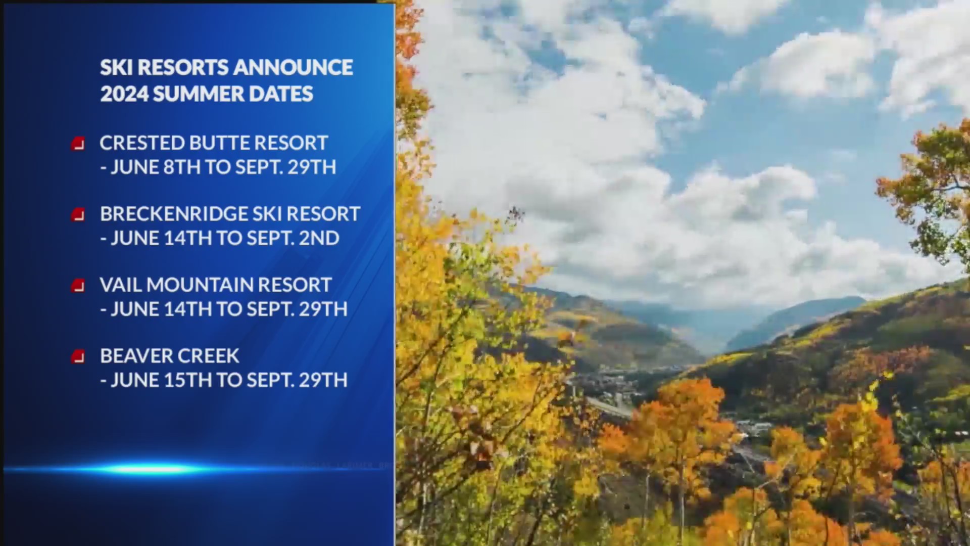 Some Colorado ski resorts announce 2024 summer operating dates – FOX31 ...