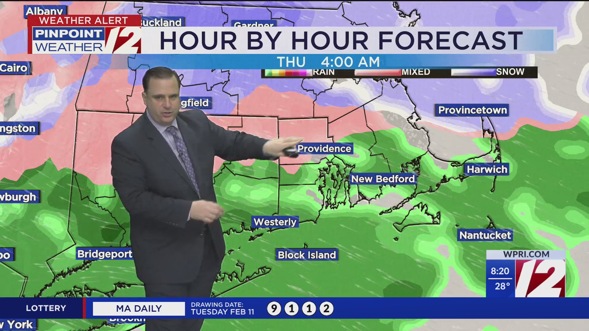 WPRI 12 Weather Forecast for 2/12/25: Snow to ice and rain tonight into ...