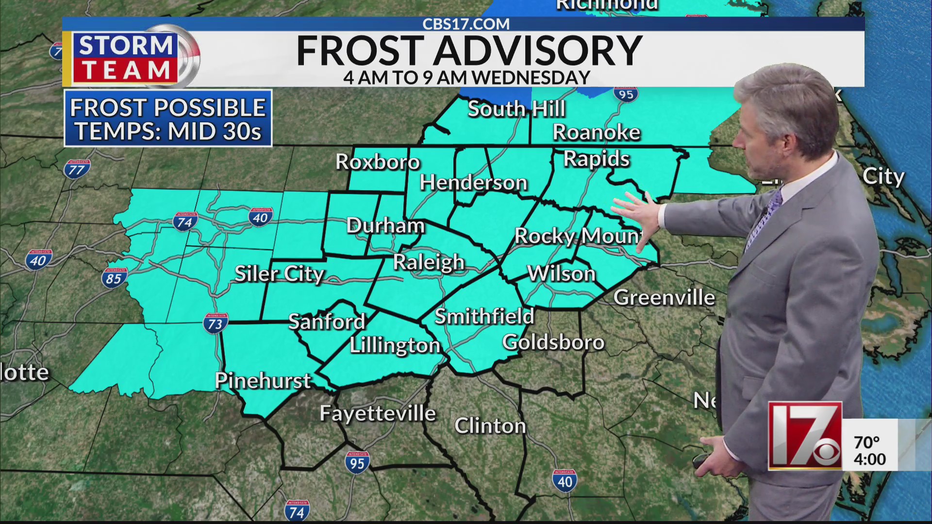 Frost advisory in central North Carolina – CBS17.com