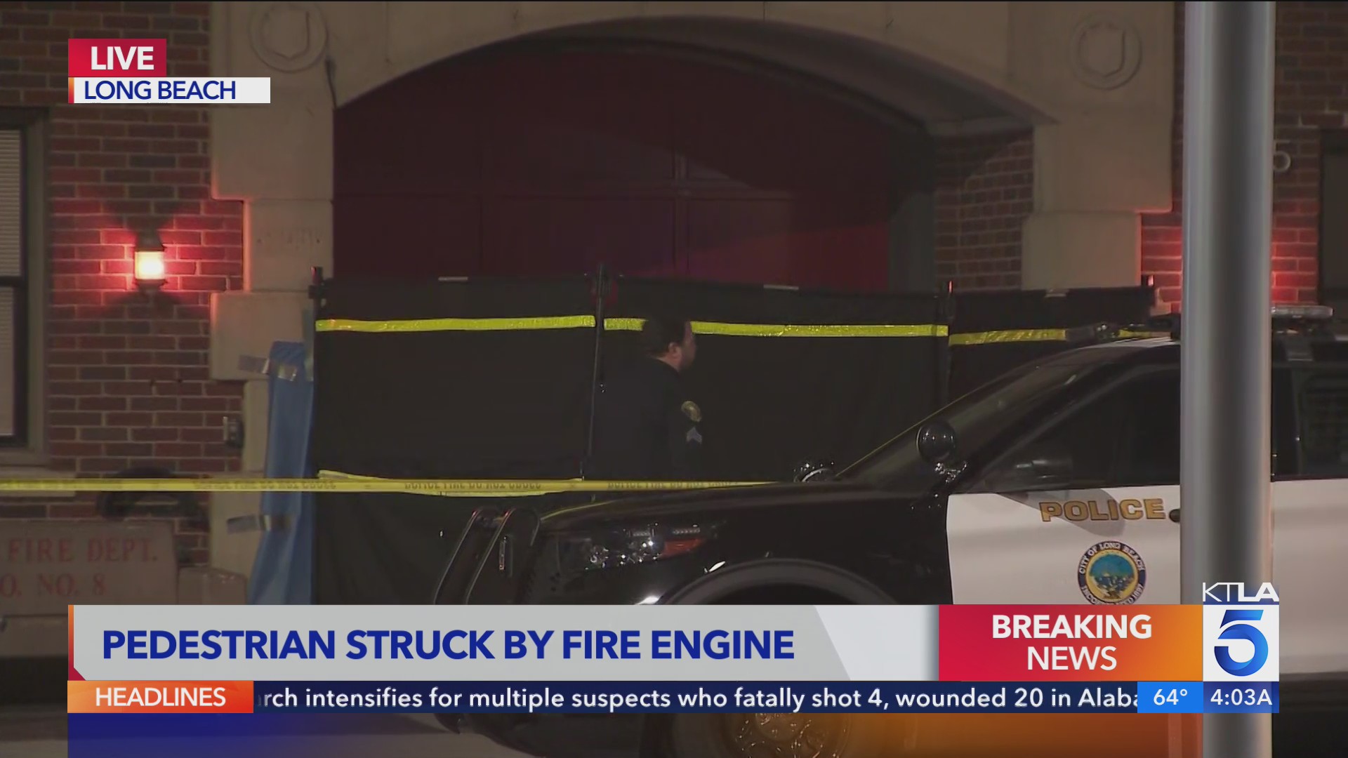 Pedestrian fatally struck by fire truck outside Long Beach station – KTLA