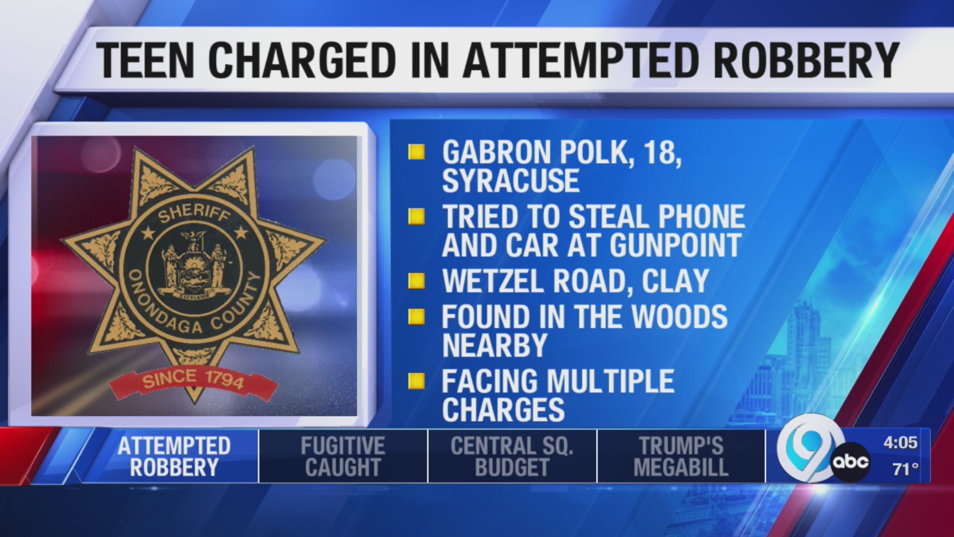 Syracuse teen charged for attempted armed robbery in Clay – WSYR
