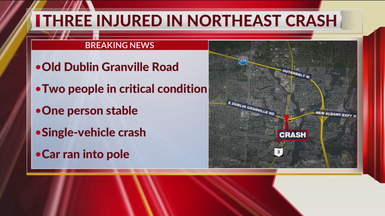 Three hospitalized after car crashes into pole in northeast Columbus ...