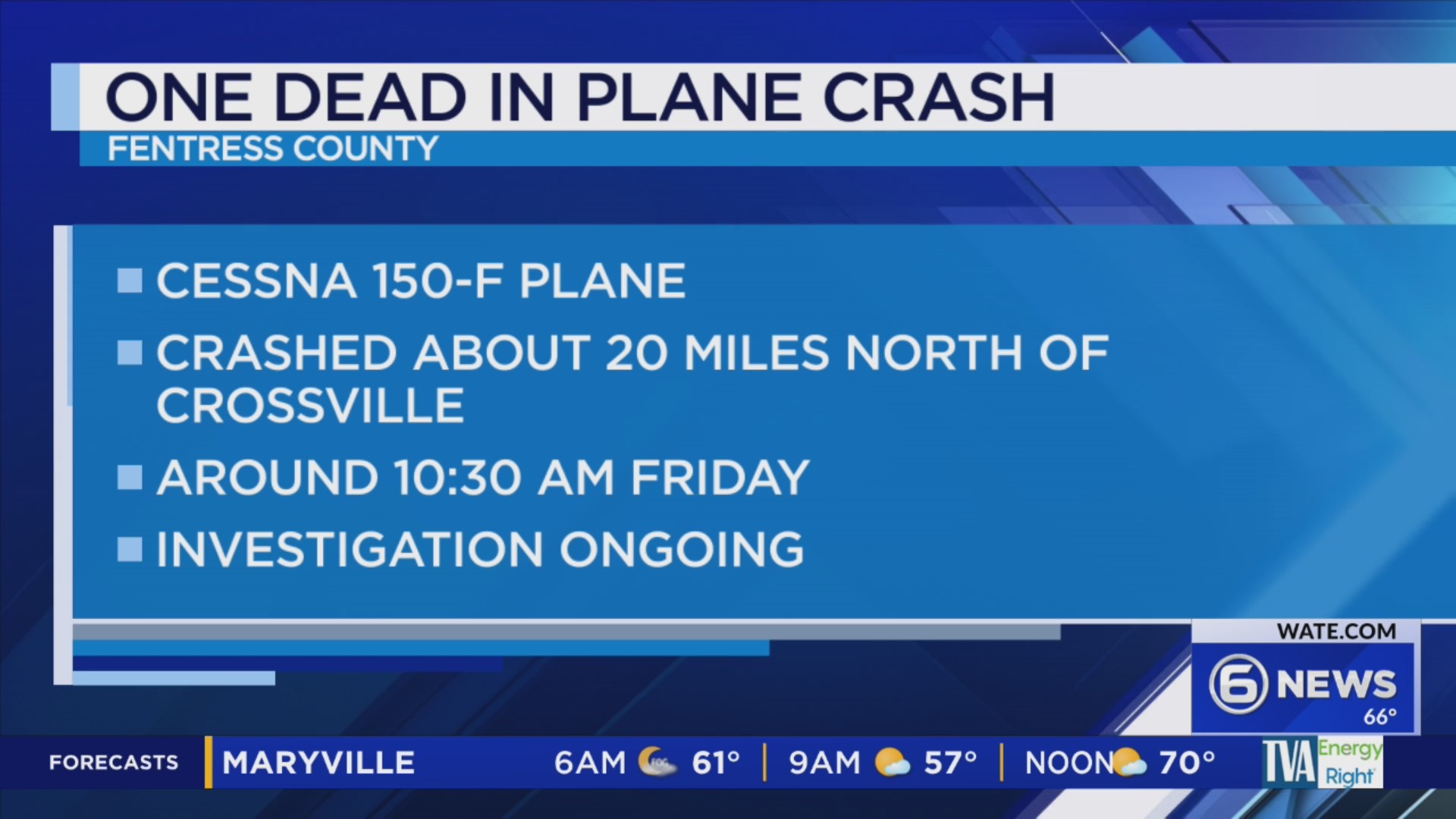Fatal plane crash near Crossville under investigation – WATE 6 On Your Side