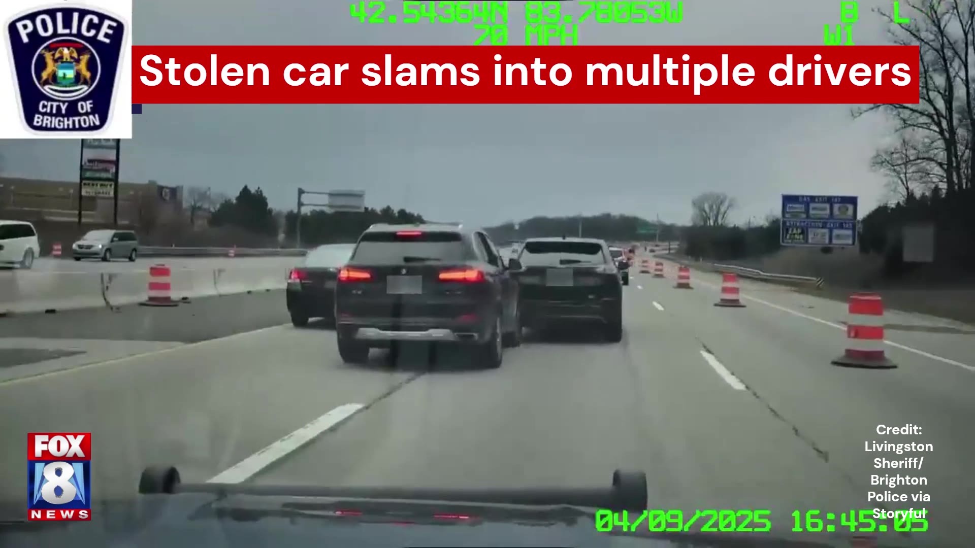 Stolen car slams into multiple drivers in high speed chase (Credit ...