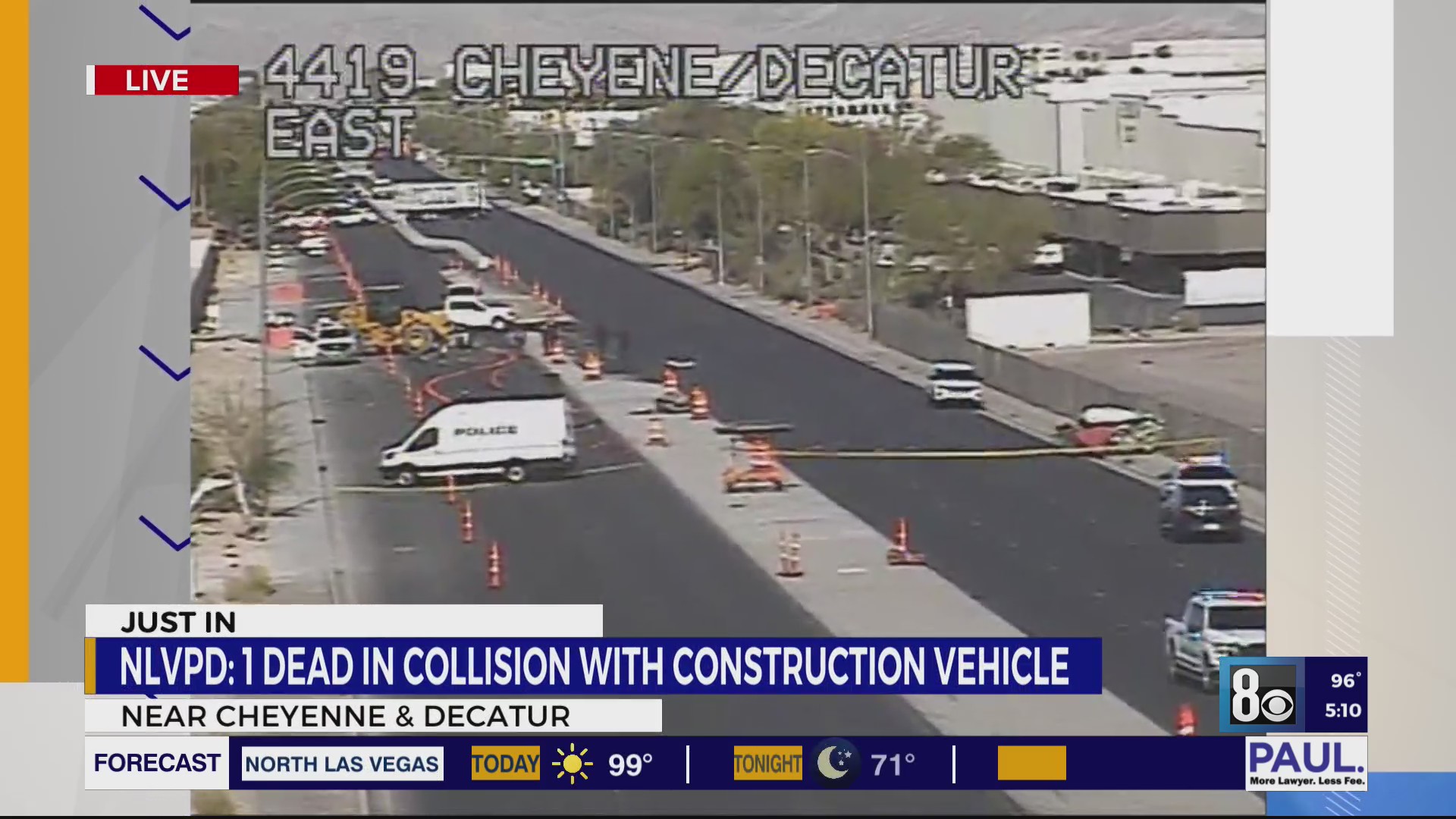 Man killed in North Las Vegas crash involving construction vehicle – KLAS