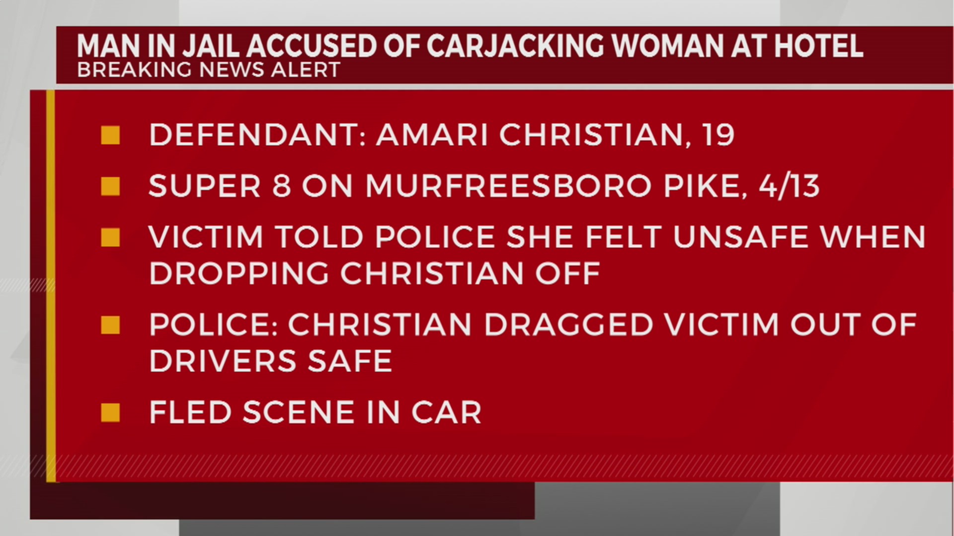 Man accused of carjacking woman at hotel – WKRN News 2
