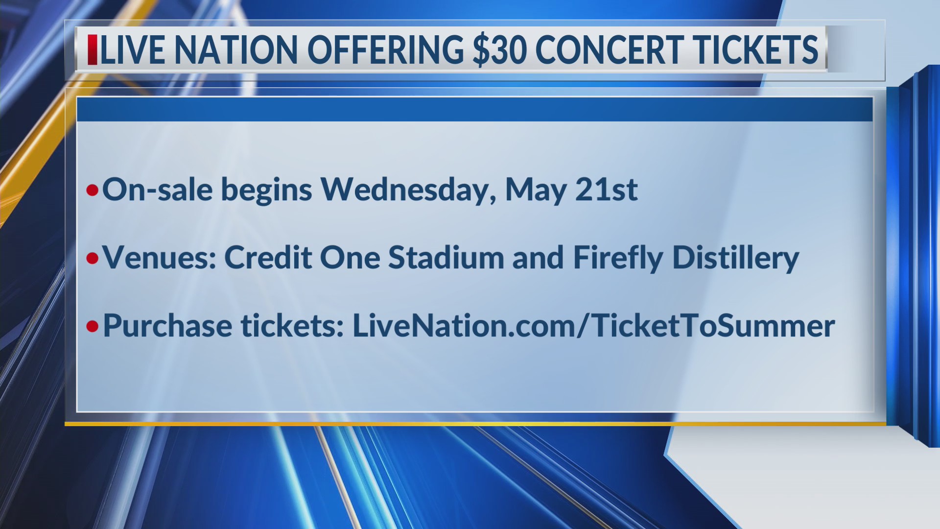 Curated visual reference: Offering A 140 Reference: Live Nation Offering 30 Concert Tickets