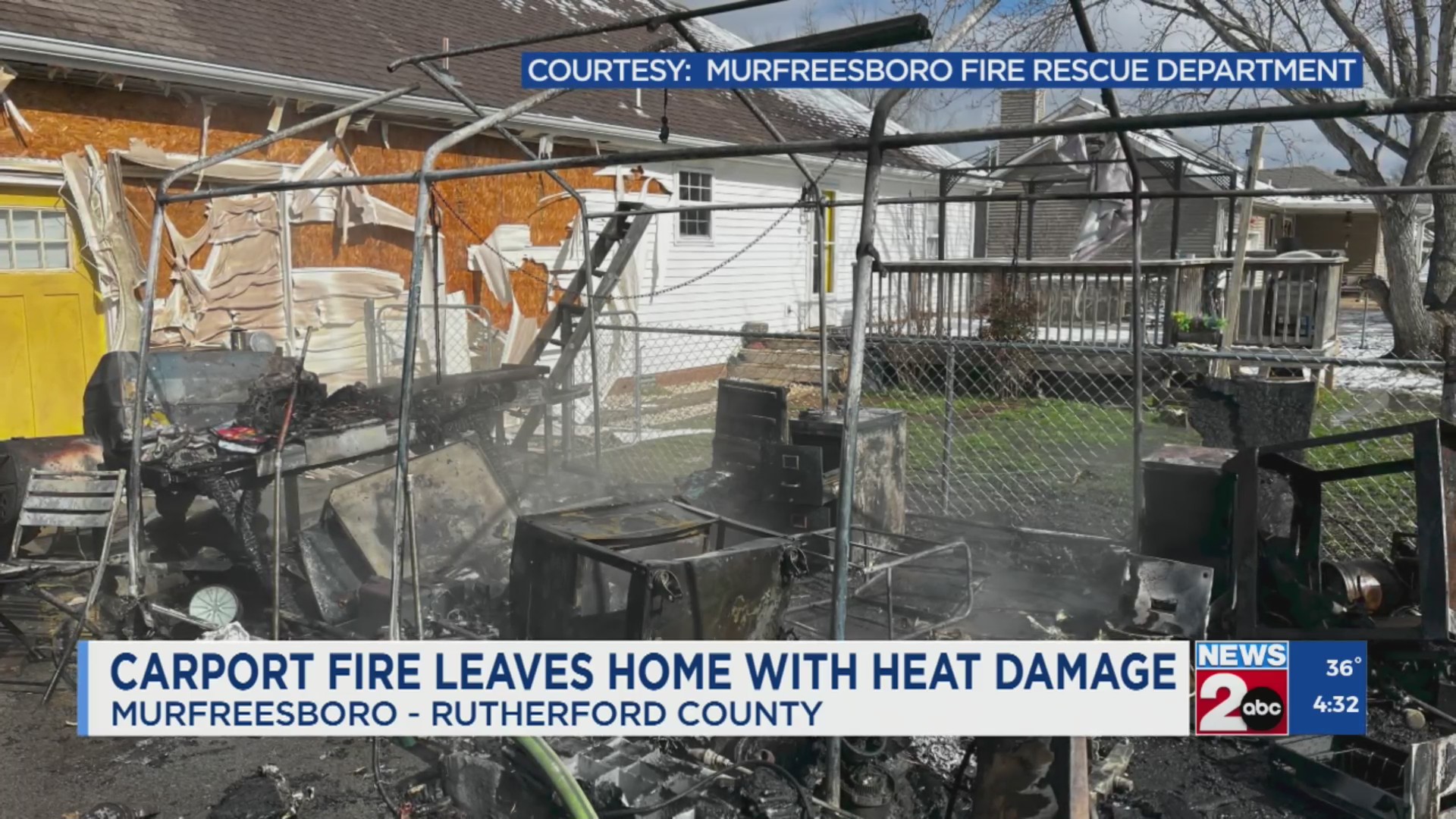 Carport fire leaves Murfreesboro home with heat damage – WKRN News 2