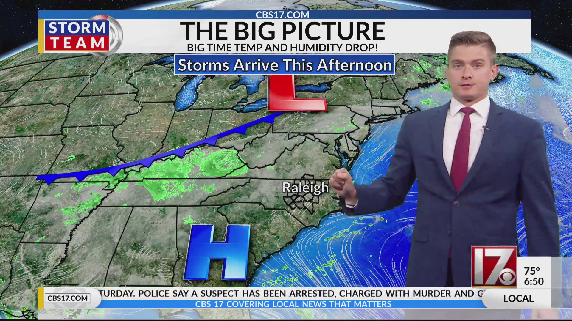 Sunday storms expected ahead of cold front in Central NC – CBS17.com