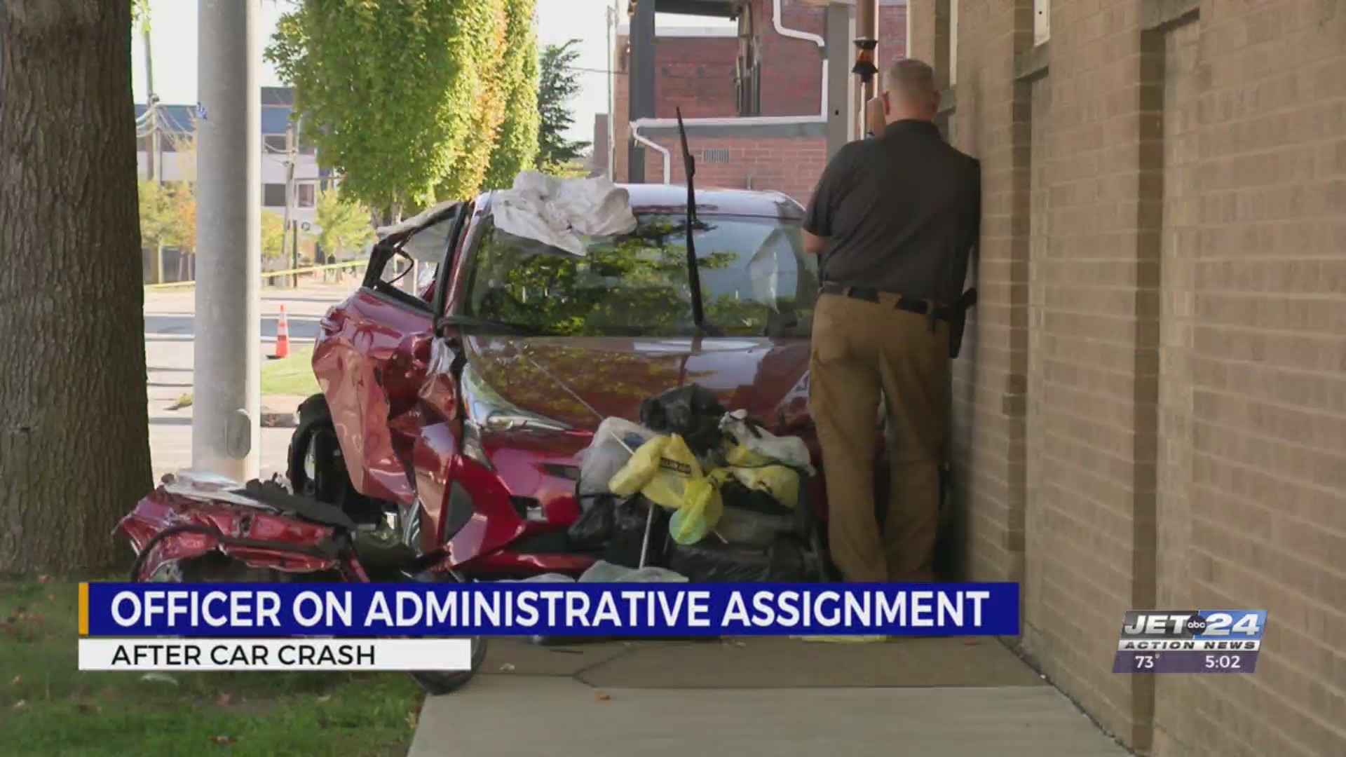Officer on administrative assignment after car crash that sent three to ...