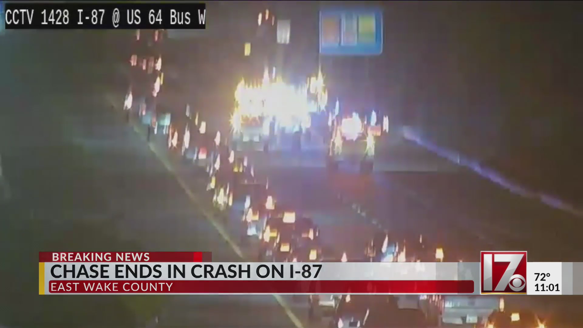 Chase ends with crash on I-87 in Wake County – CBS17.com