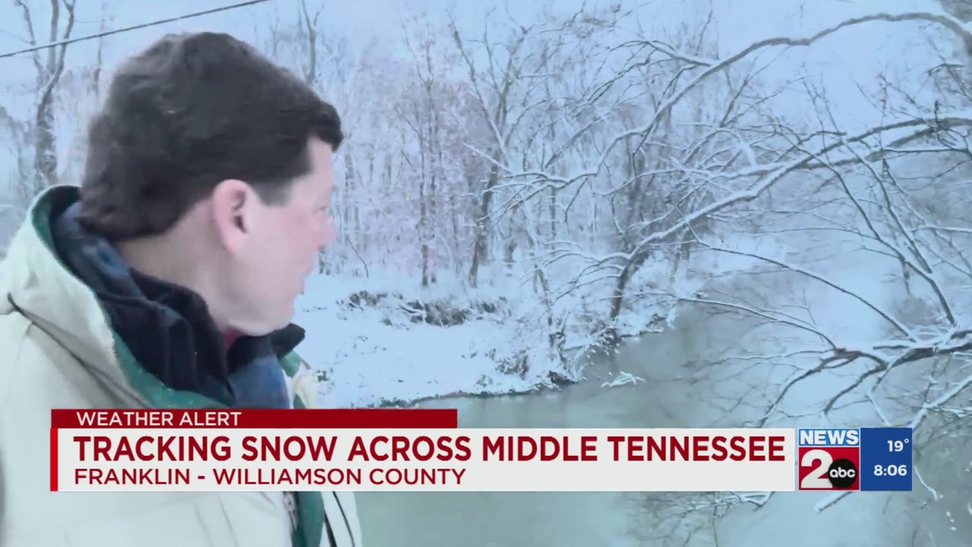 Snowfall along Cotton Lane in Williamson County – WKRN News 2