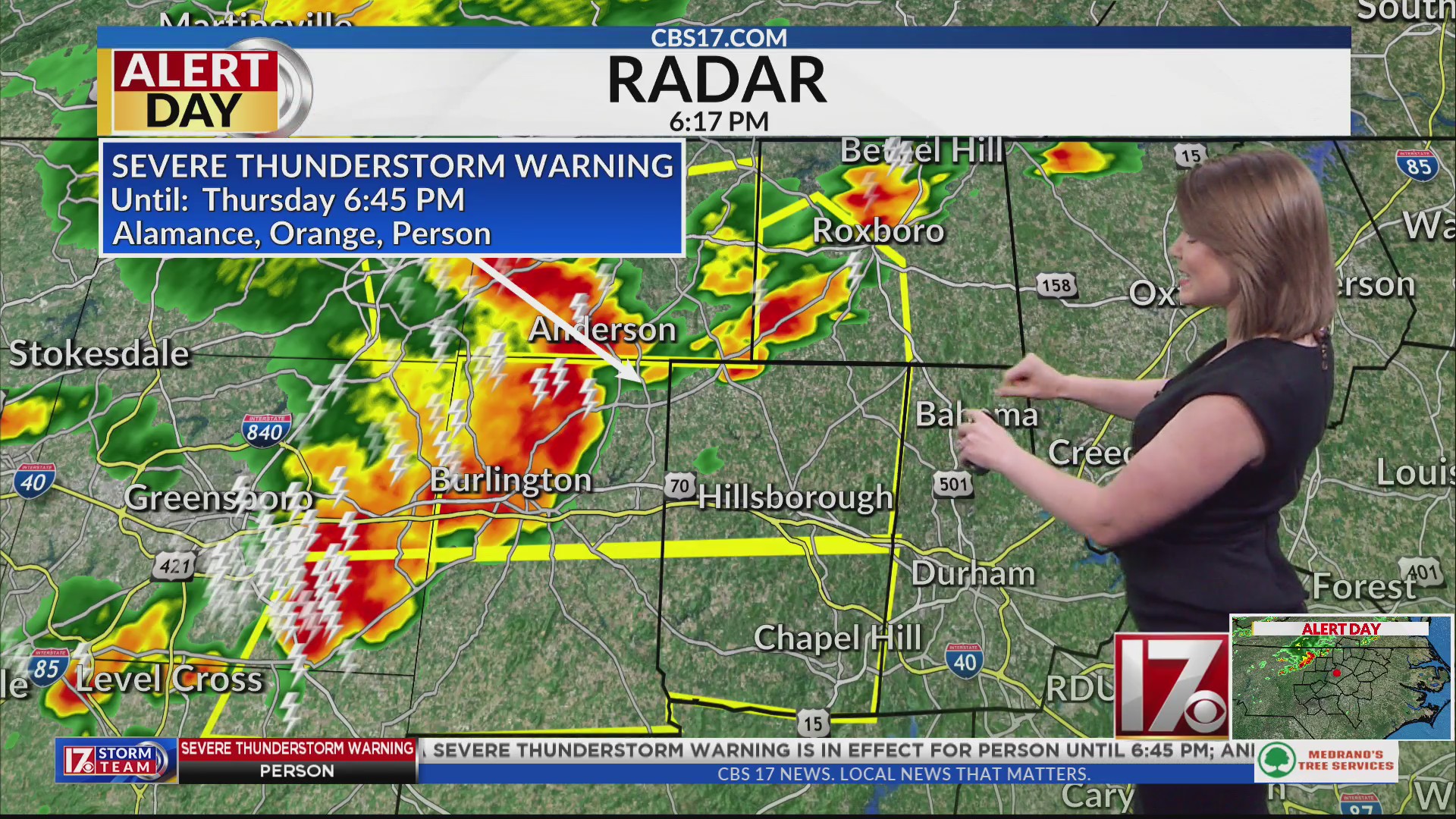 Severe thunderstorm warning issued Thursday for parts of 3 central NC ...