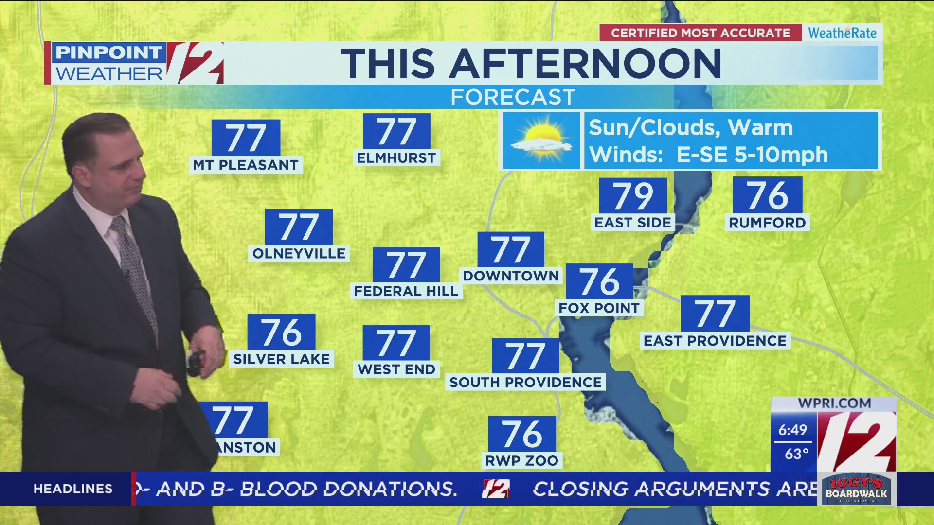 WPRI 12 Weather Forecast for 6/13/25: Dry skies today; showers for part ...