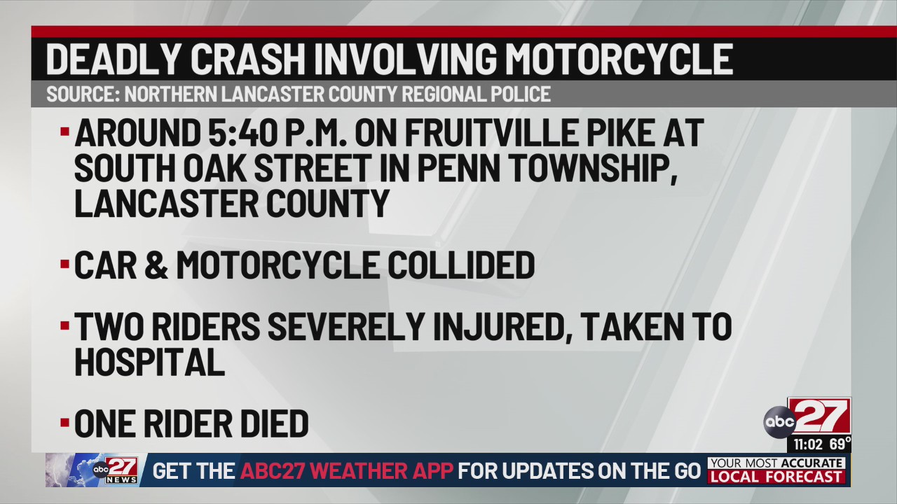 Motorcyclist dies after Lancaster County crash – ABC27