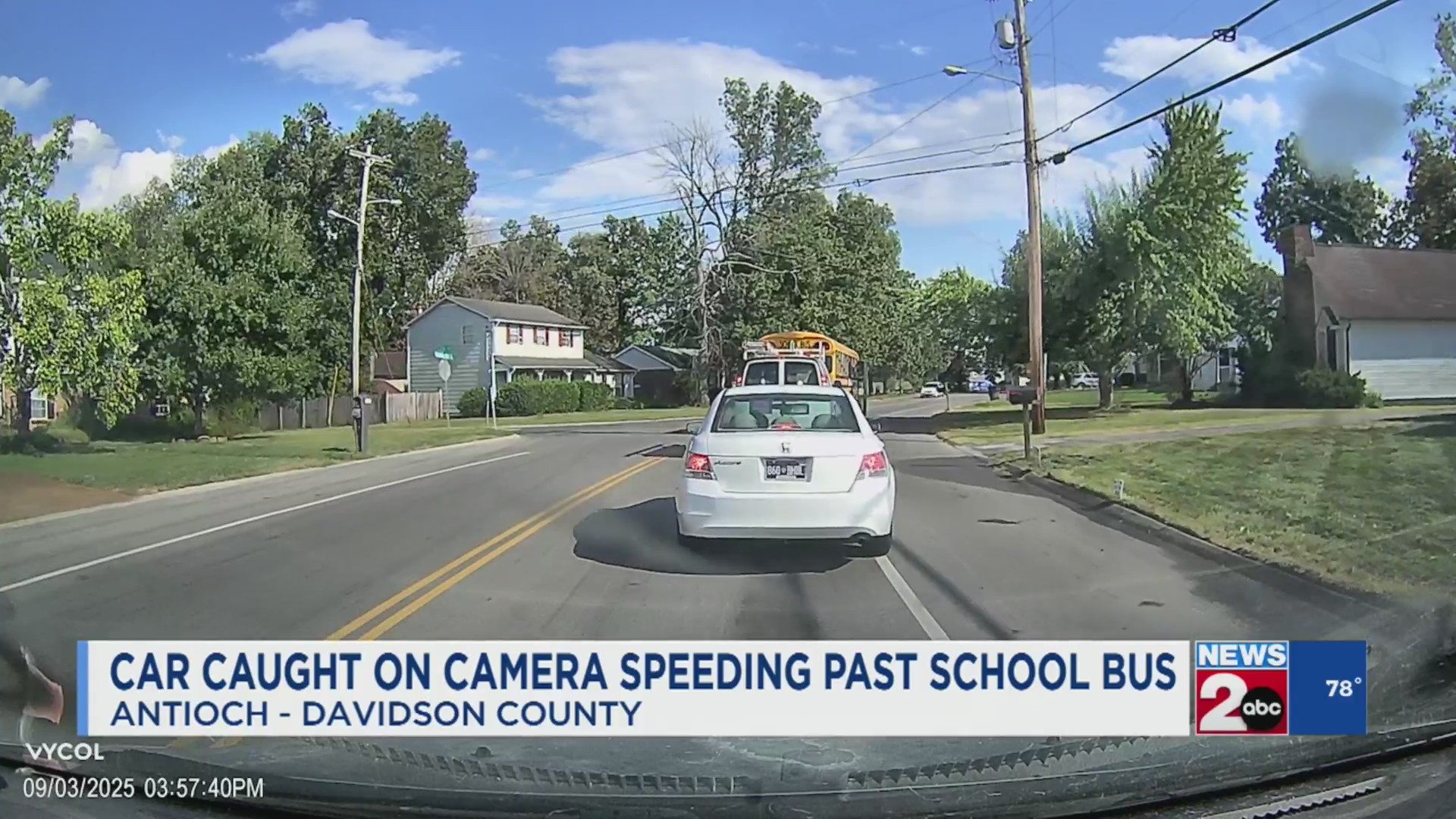 Car caught on camera speeding past school bus in Antioch – WKRN News 2