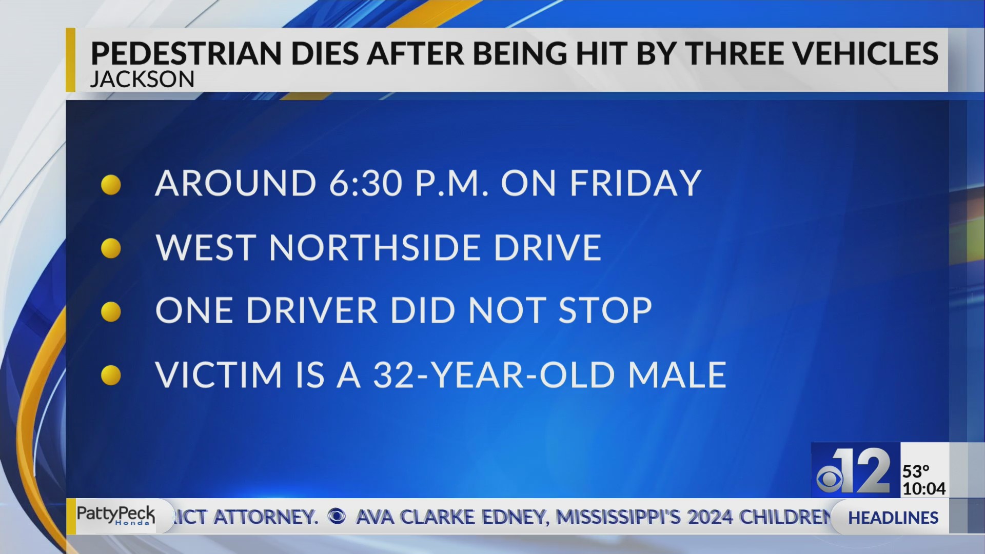 Pedestrian dies after being hit by three vehicles in Jackson – WJTV