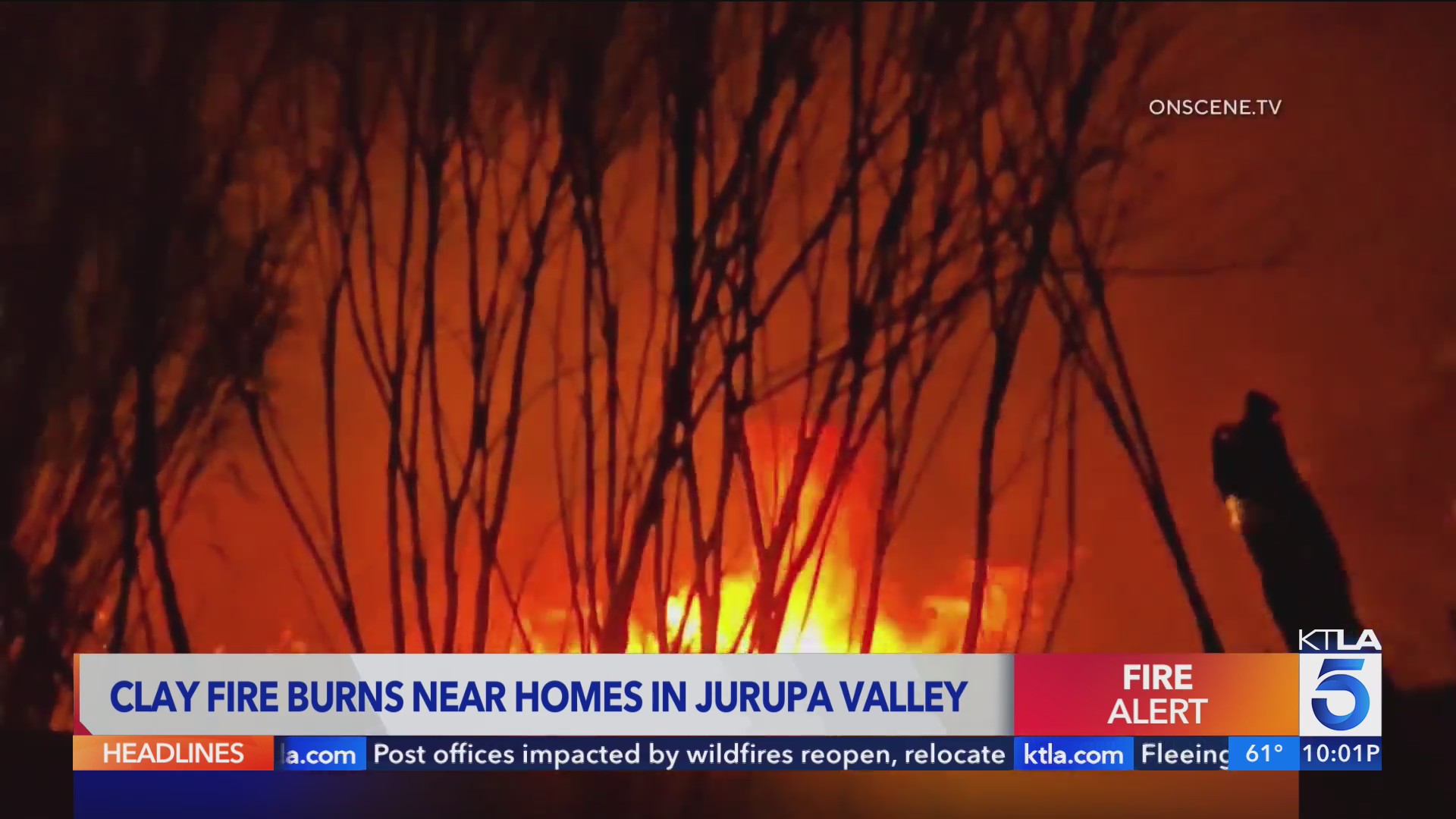 Clay Fire in Riverside County burns near homes – KTLA