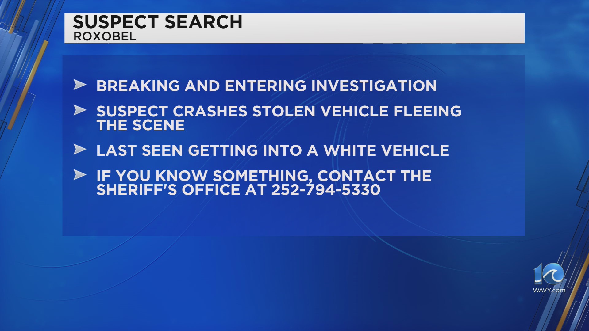 Bertie County Sheriff’s Office seeks suspect in break-in and vehicle ...