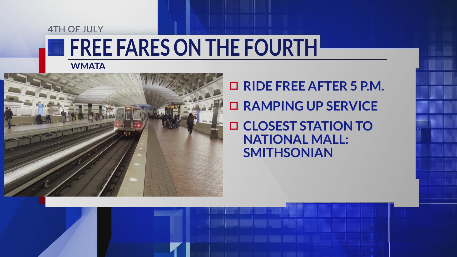 Metro Free Rides Metro offers fare-free rides for July 4 – DC News Now | DC, Virginia ...