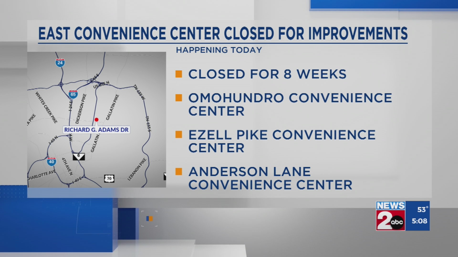 East Convenience Center Closed For Improvements WKRN News 2