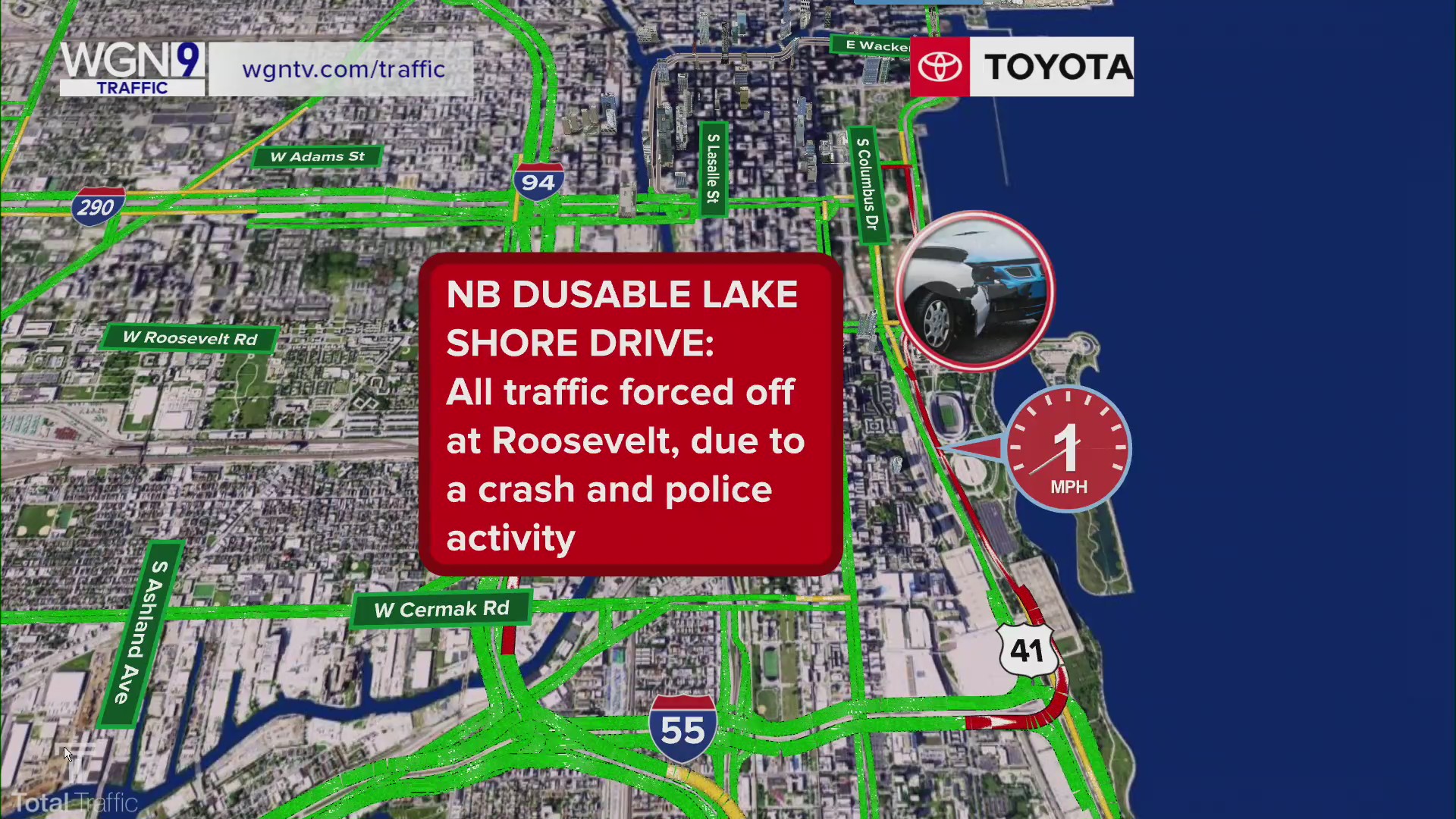 Part of DuSable Lake Shore Drive shut down due to crash early Monday ...