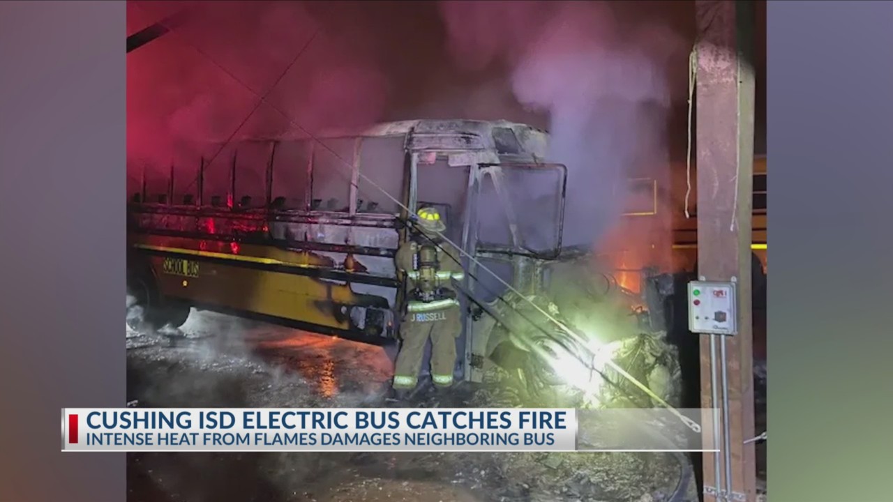 PHOTOS: Firefighters respond after Cushing ISD school bus catches fire ...