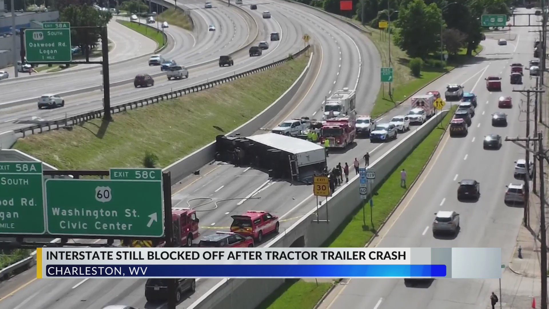 Tractor-trailer rolls on top of vehicle on I-64, backs up traffic ...