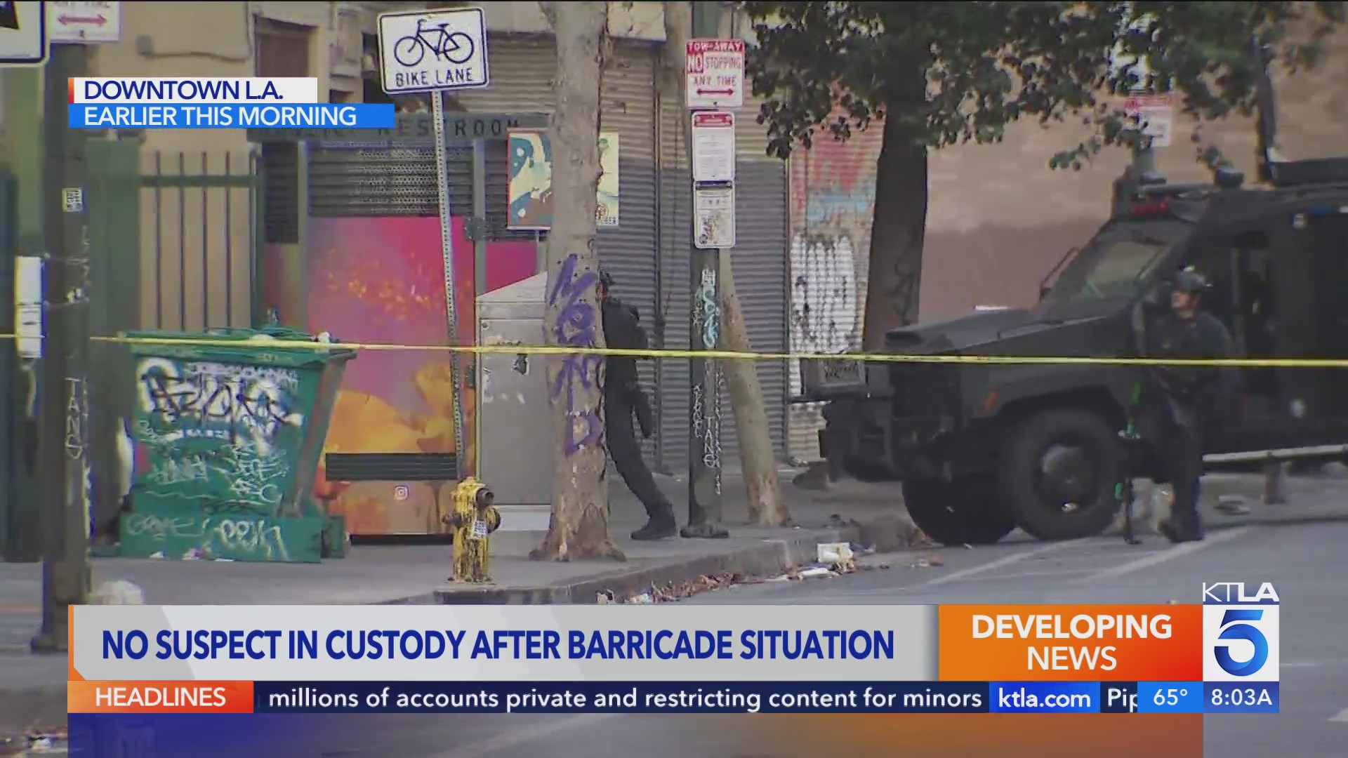 No suspect in custody after barricade situation in downtown Los Angeles ...
