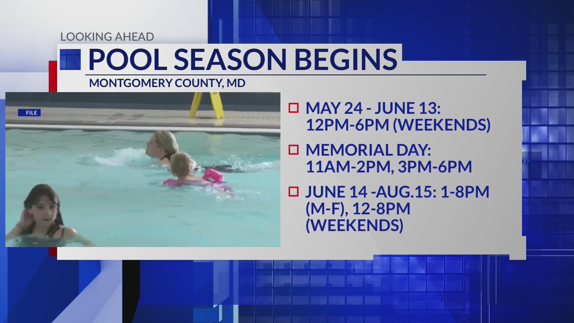 Montgomery County pools to open Memorial Day weekend – DC News Now | DC ...
