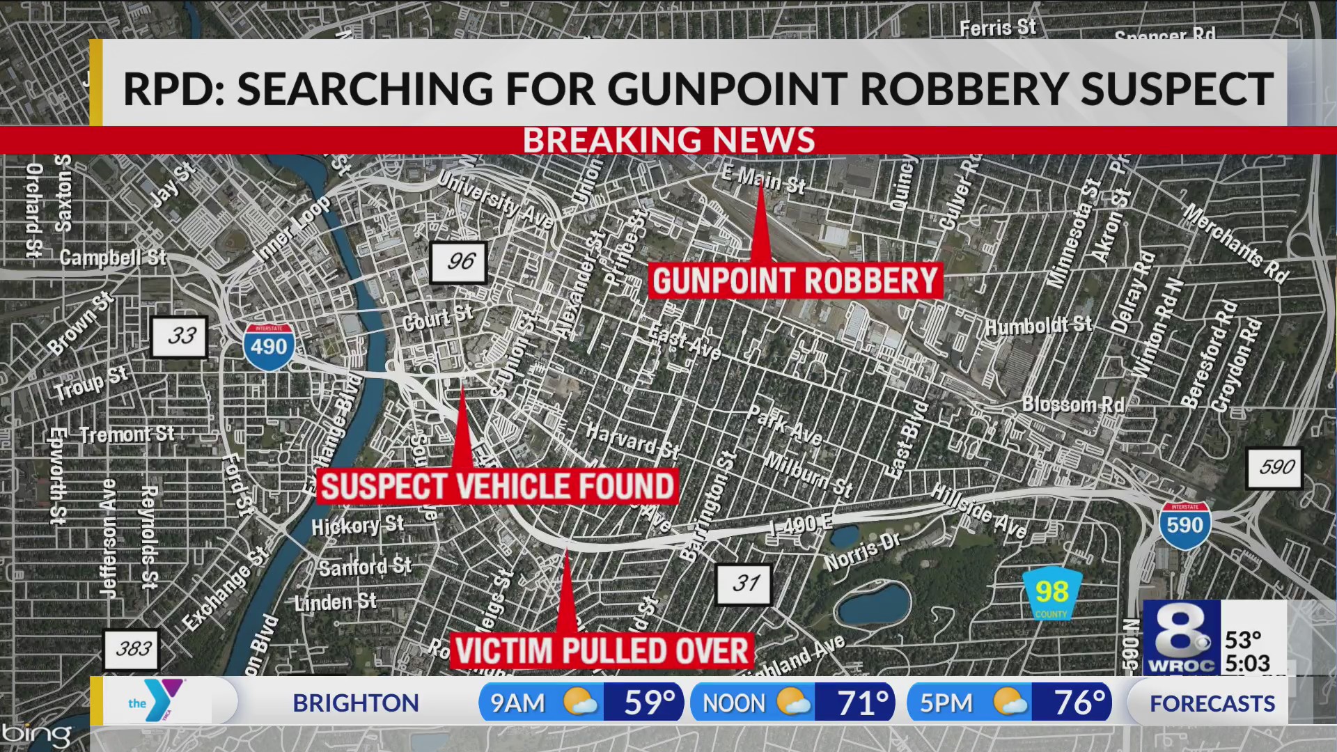RPD searching for gunpoint robbery suspect on E. Main Street ...