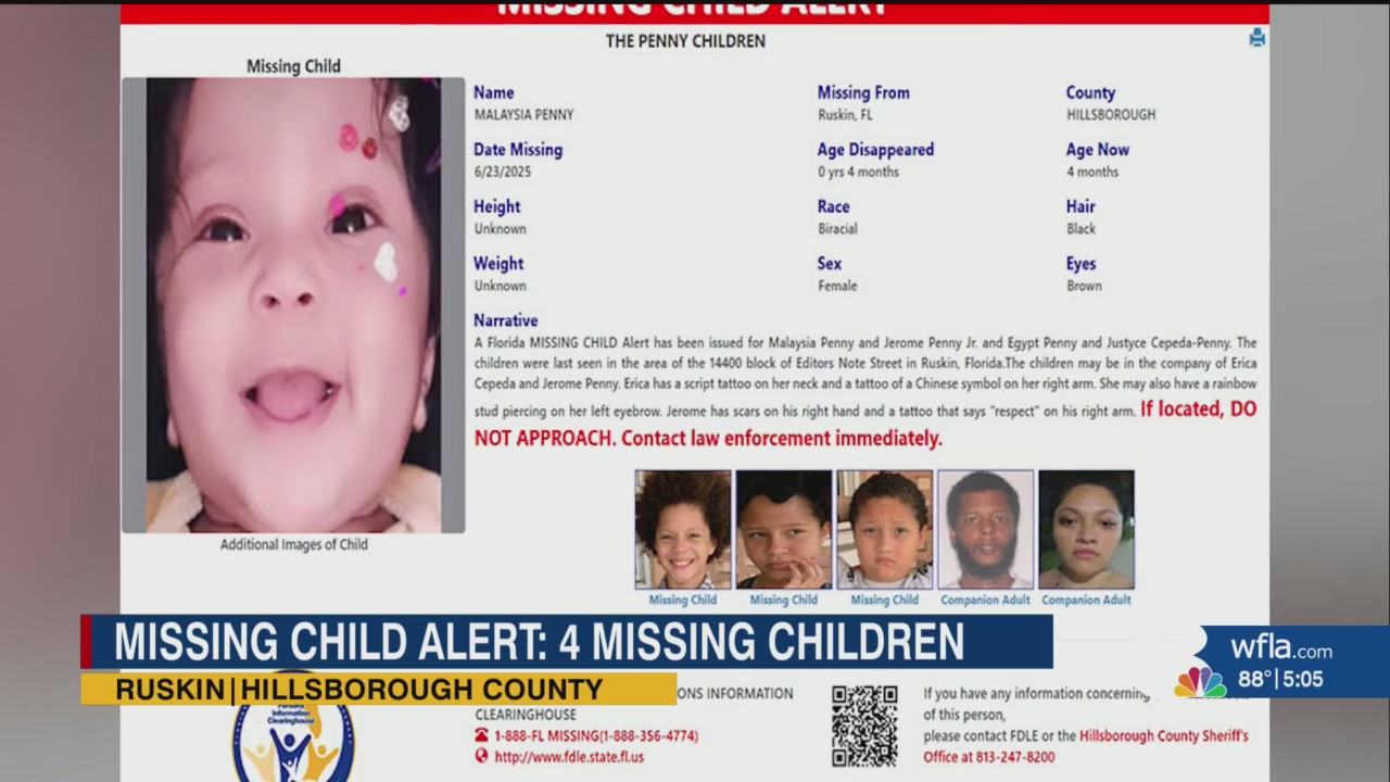 Florida missing child alert issued for 4 kids – WFLA