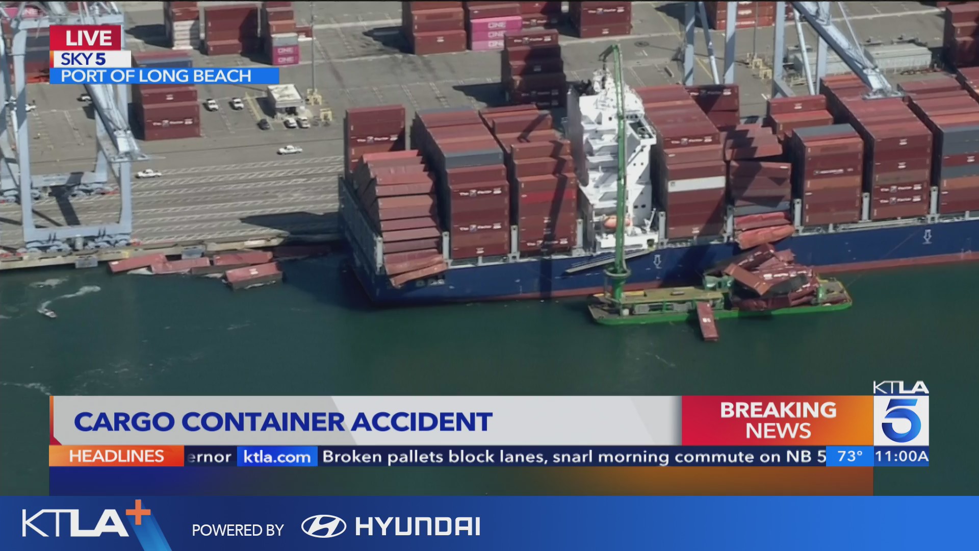 Container Freighter Spill Dozens of cargo containers spill into Port of Long Beach – KTLA