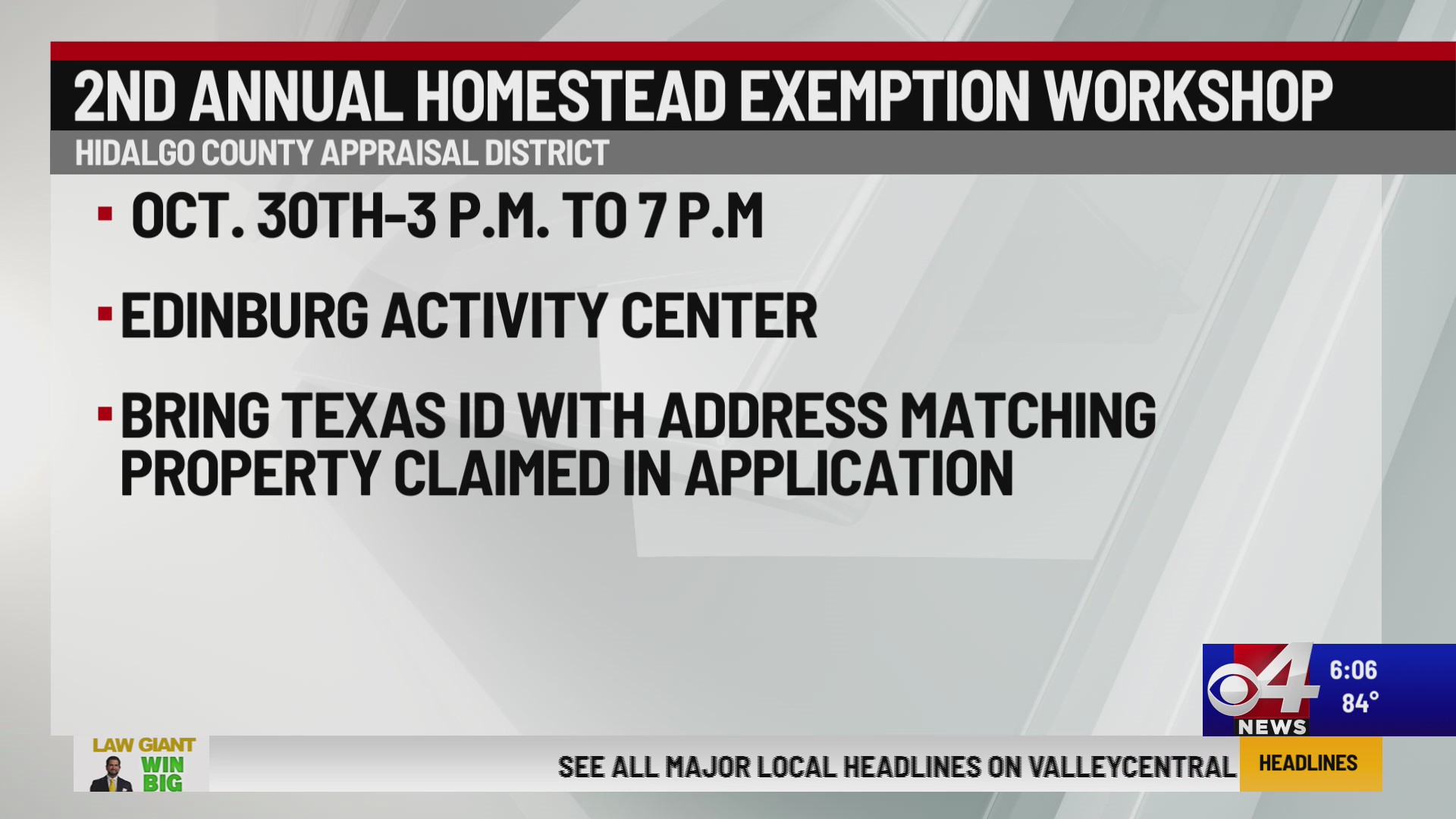 Hidalgo County Appraisal District Homestead Exemption workshop 