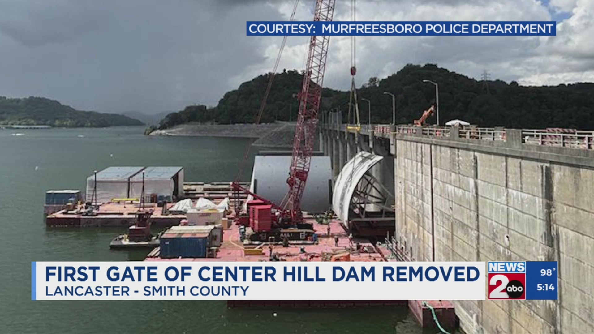 First gate of Center Hill Dam removed – WKRN News 2