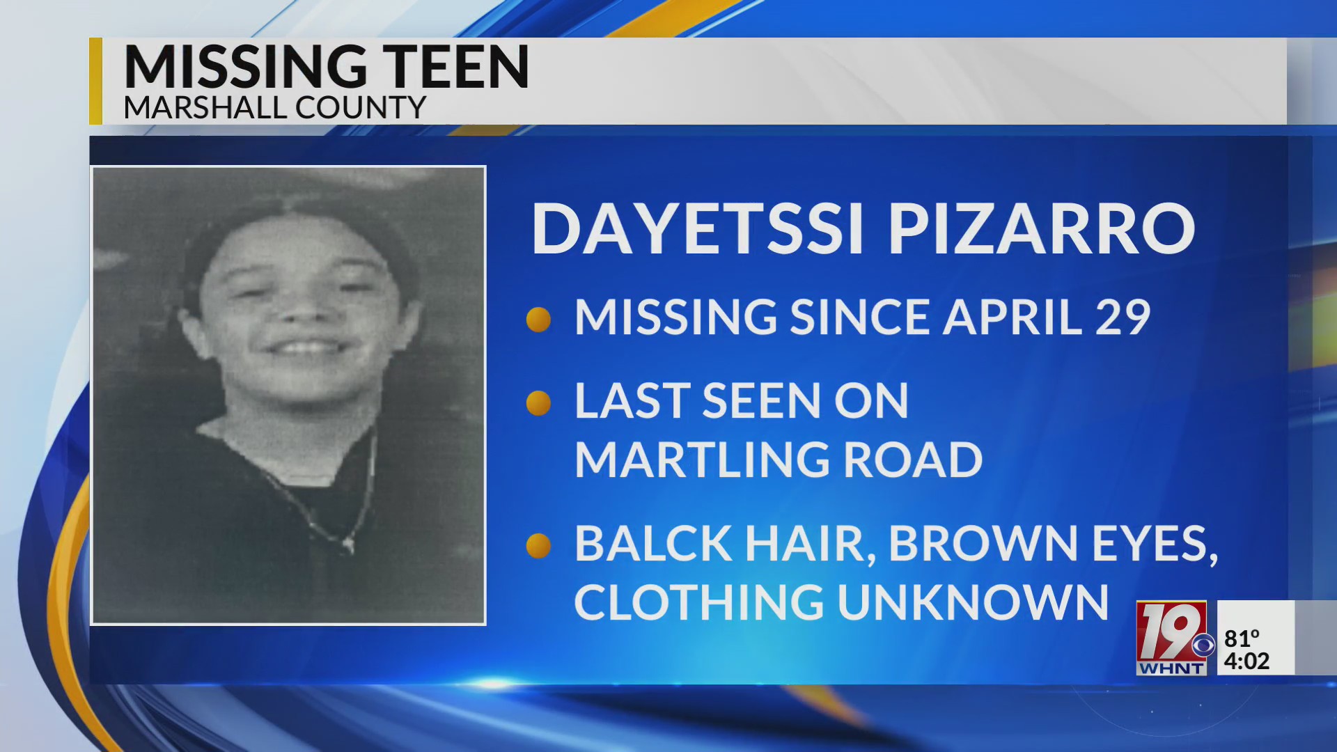 Missing Teen In Marshall County | April 29, 2025 | News 19 at 4 p.m ...