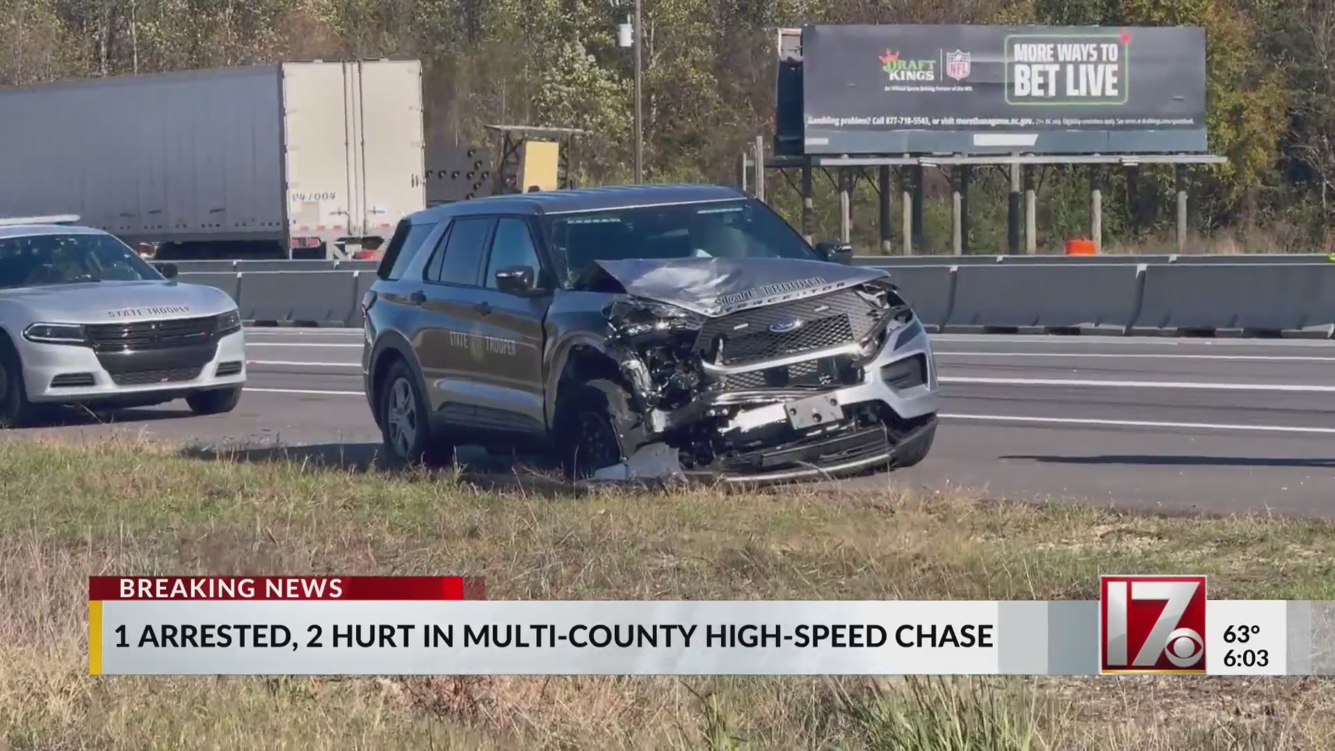 One arrested, two hurt after high-speed chase in central North Carolina ...
