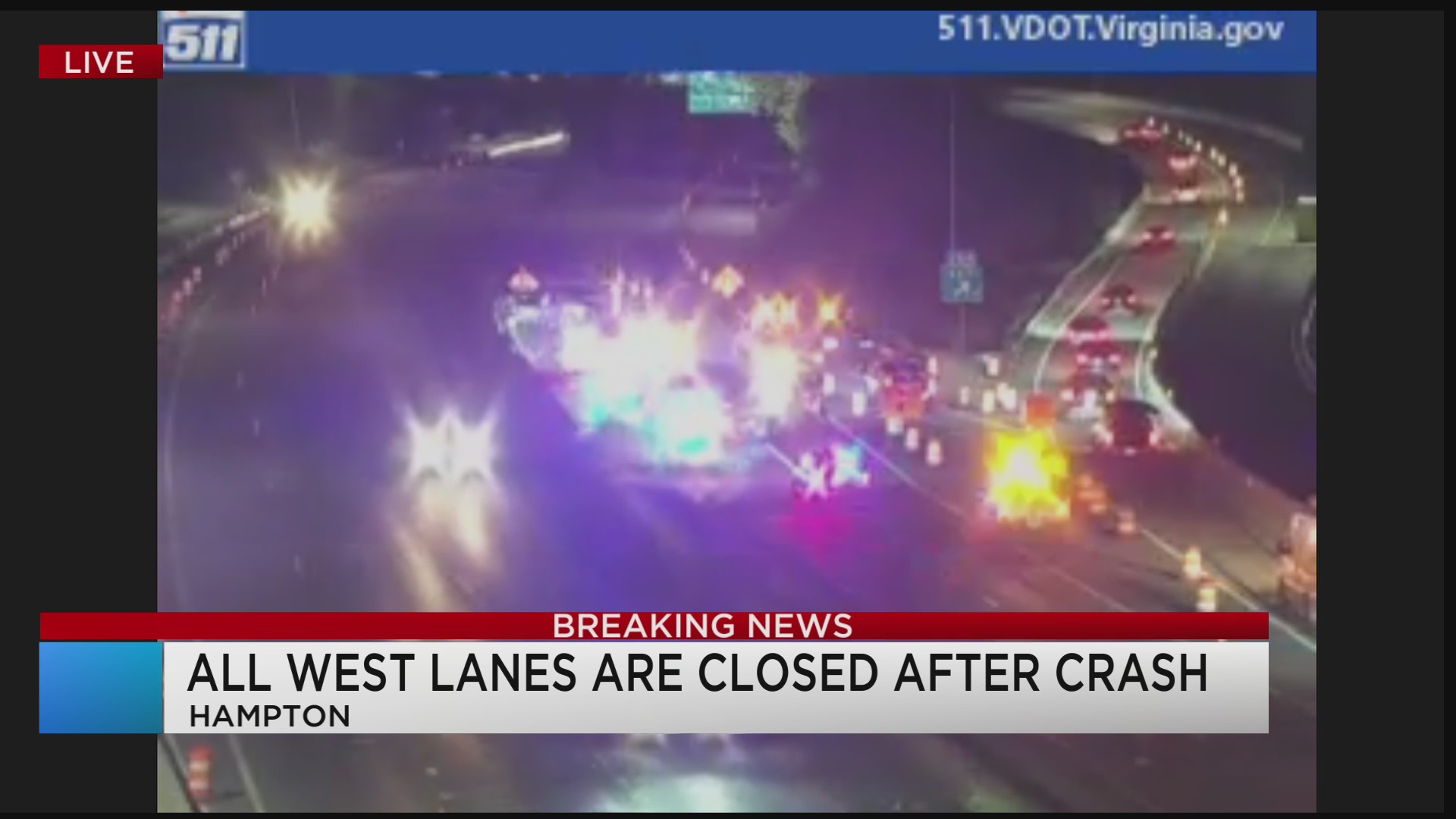 I-64 westbound closed in Hampton after crash – WAVY.com