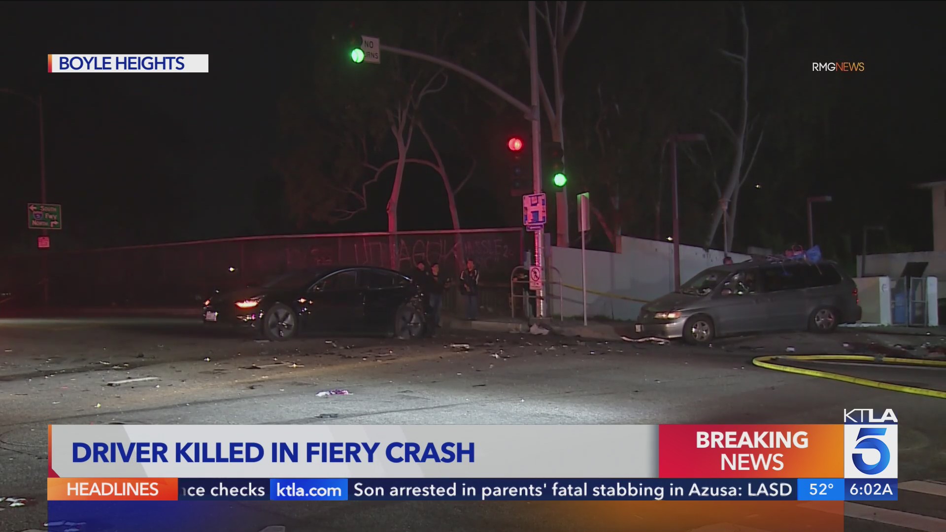 Driver killed in fiery East Los Angeles crash – KTLA
