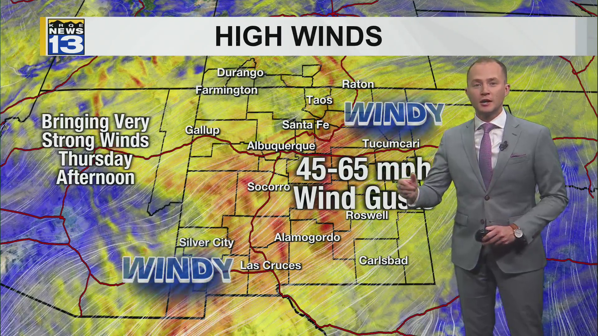 High winds bring an extreme fire danger, blowing dust Thursday – KRQE ...