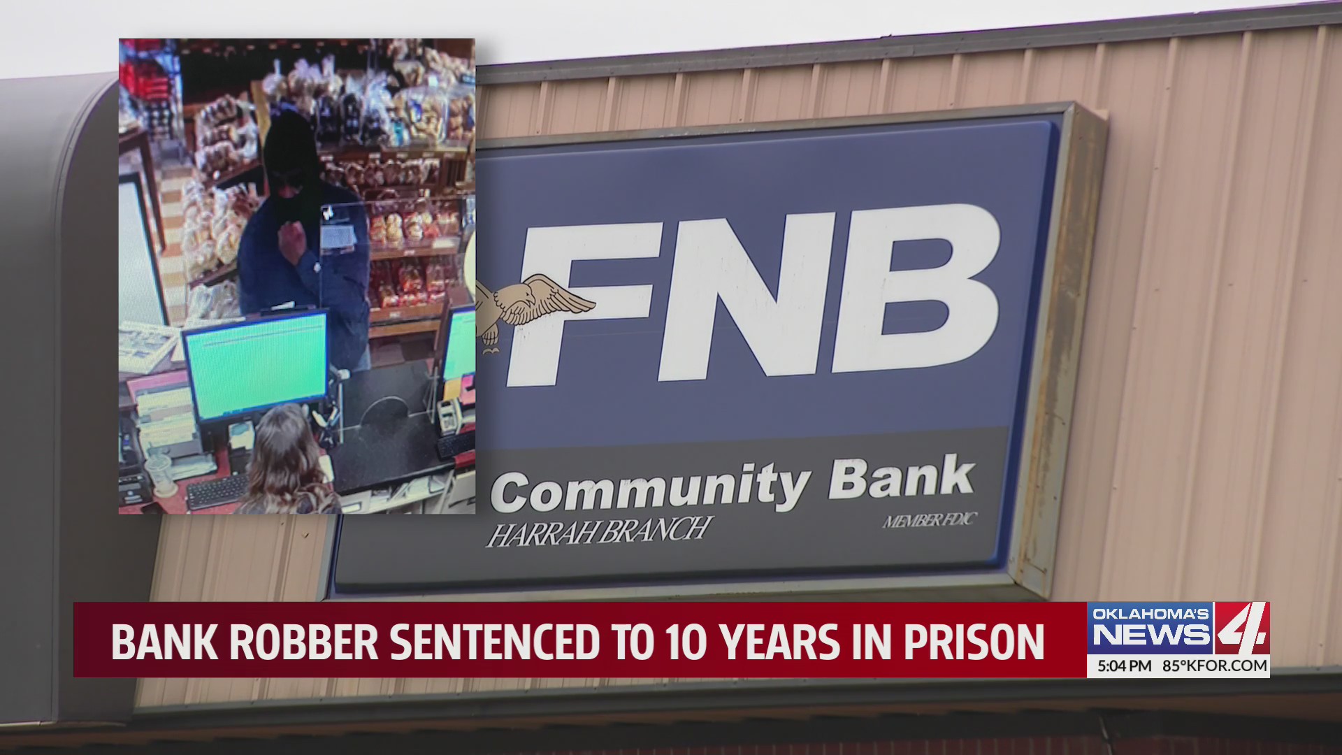 Bank robber sentenced to 10 years in prison – KFOR.com Oklahoma City