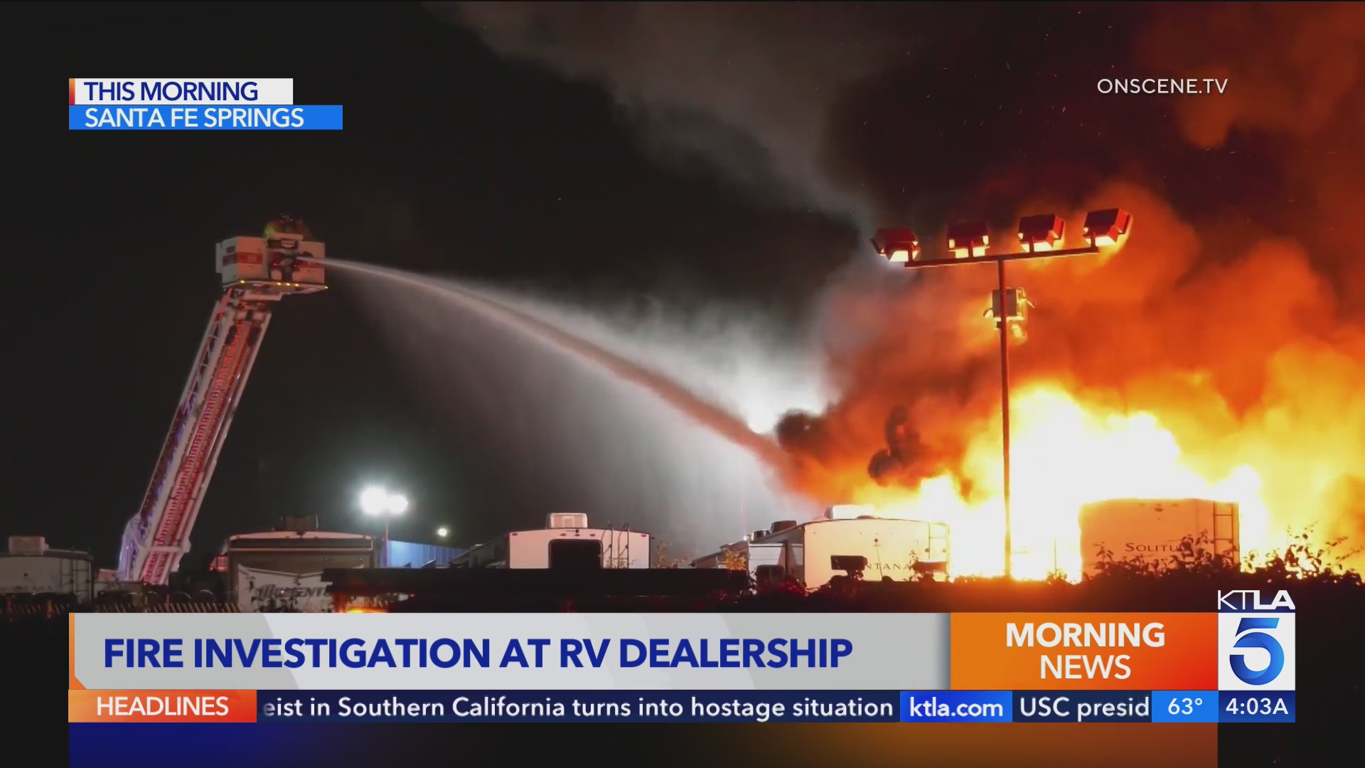 Massive fire burns multiple RVs at Los Angeles Co. dealership – KTLA