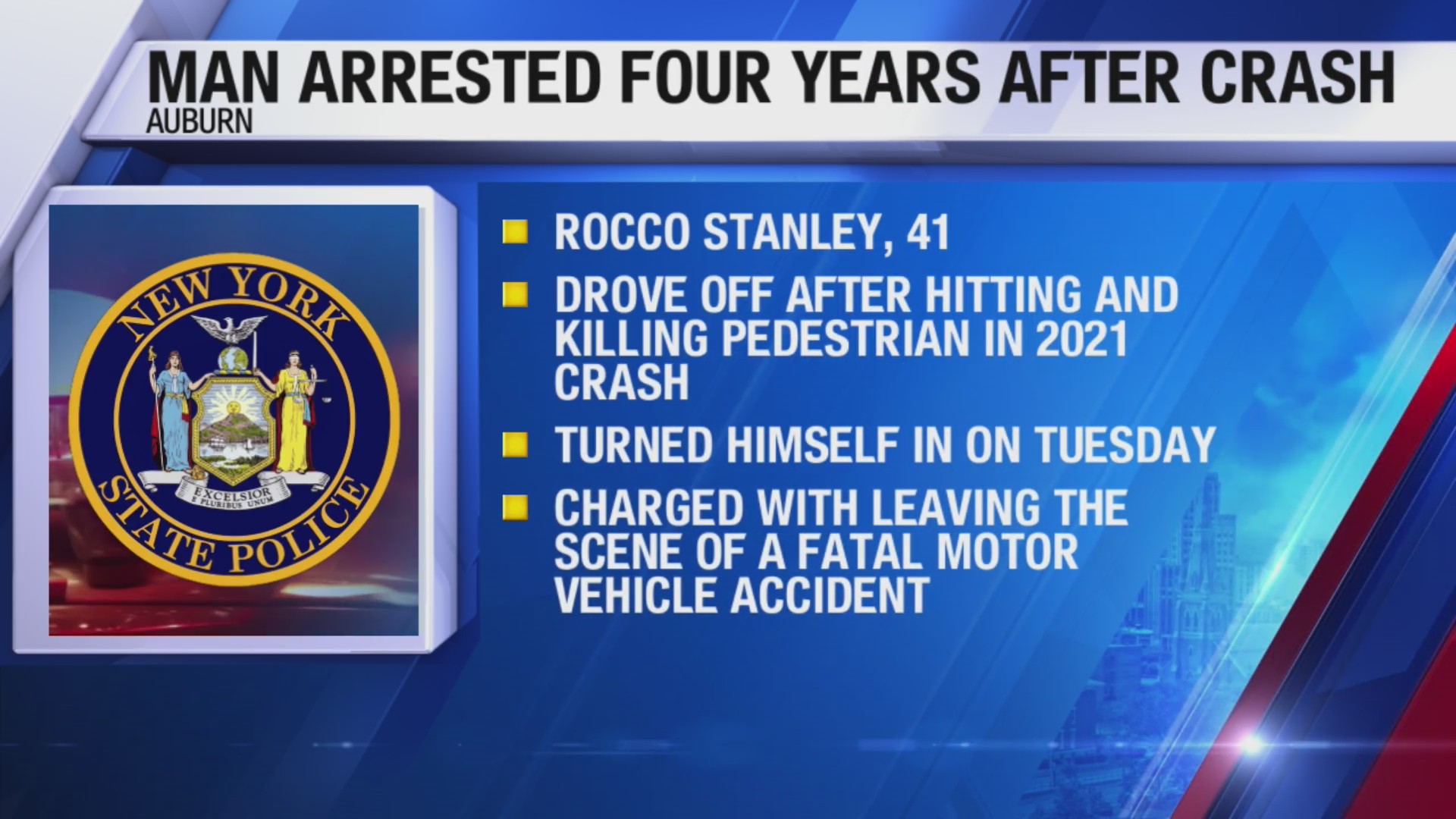 Man arrested four years after crash in Auburn for a hit and run – WSYR