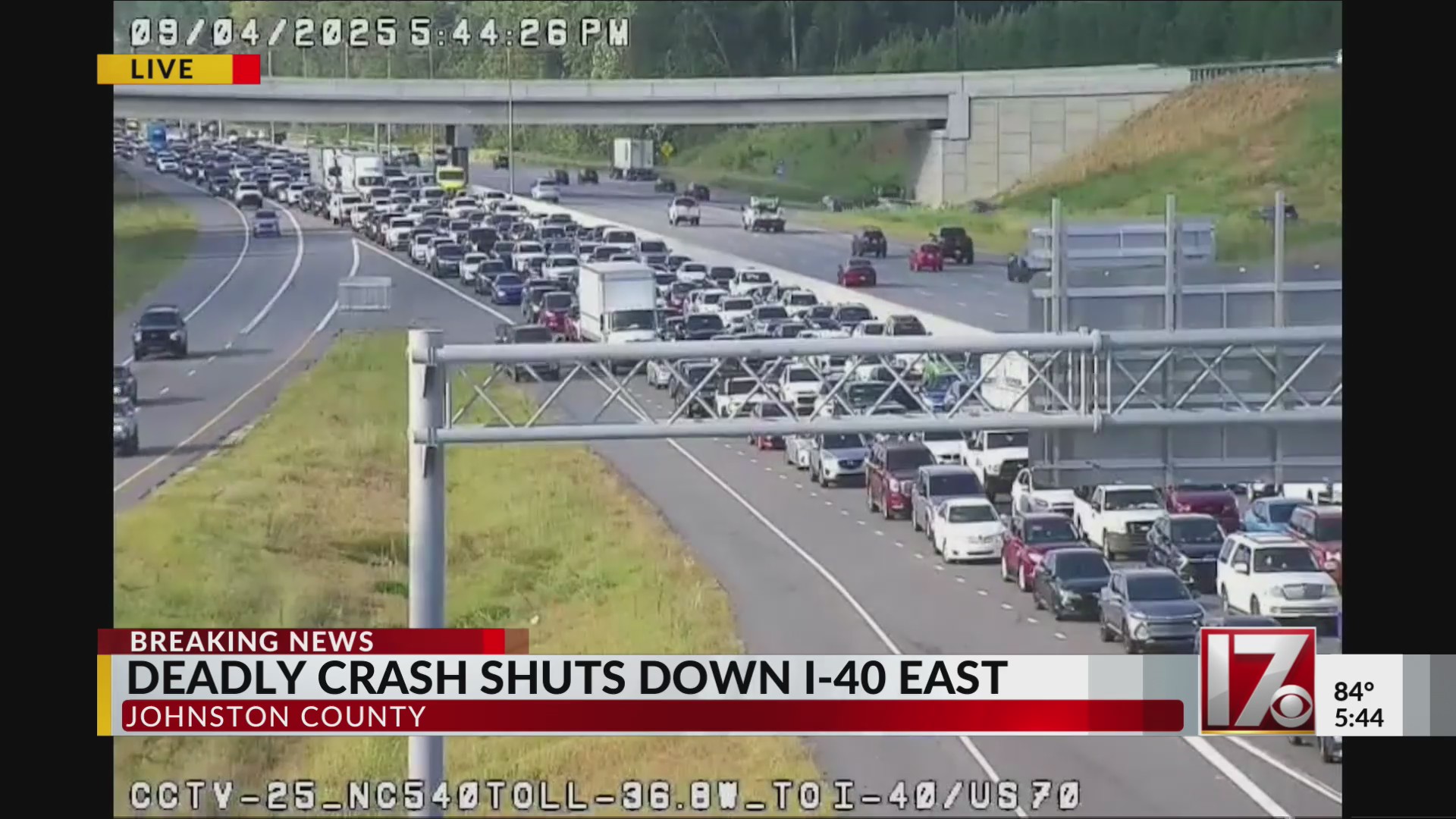 Deadly crash closes I-40 in Johnston County – CBS17.com