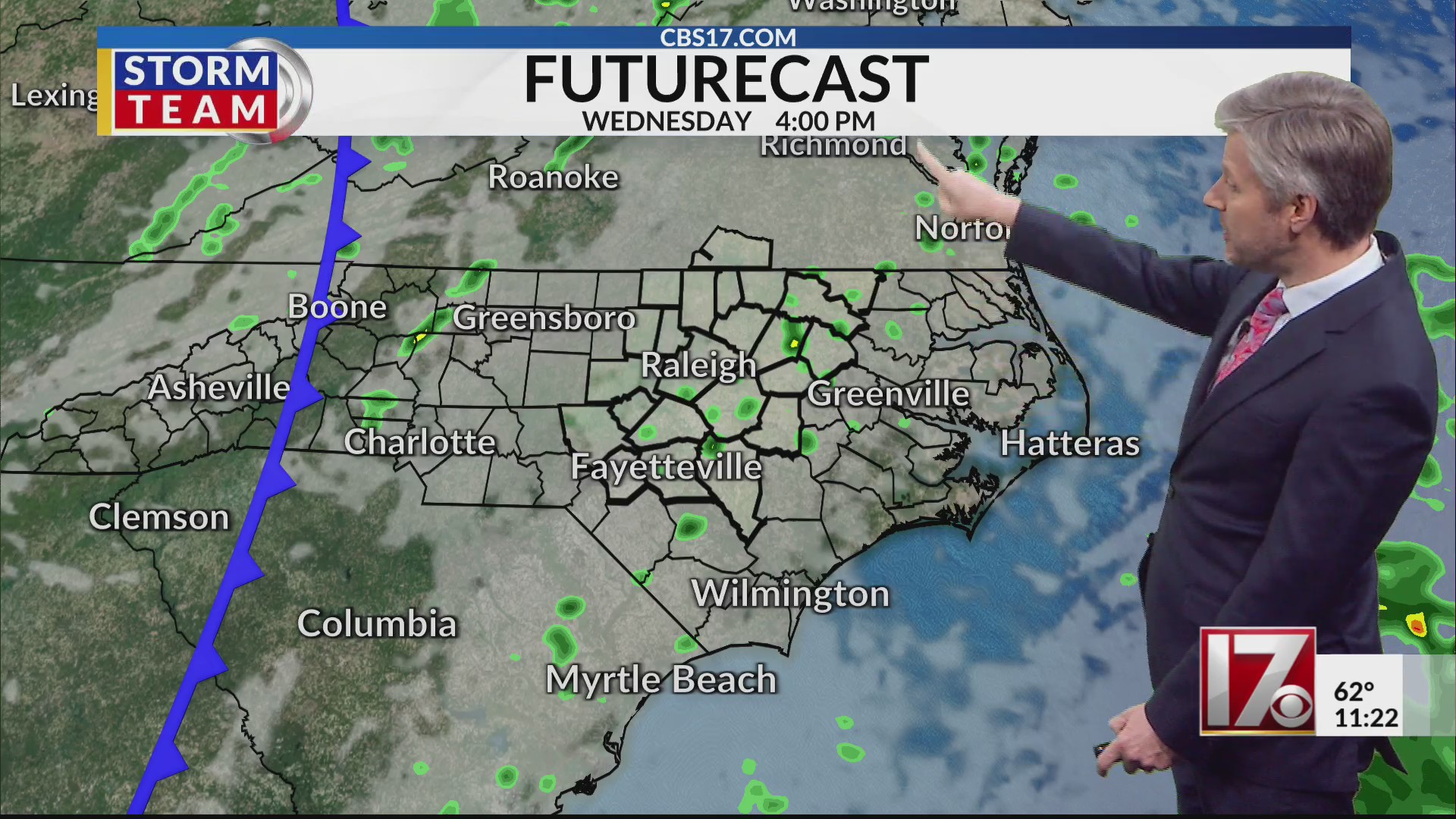 Rainy Wednesday followed by chilly weather for central NC – CBS17.com