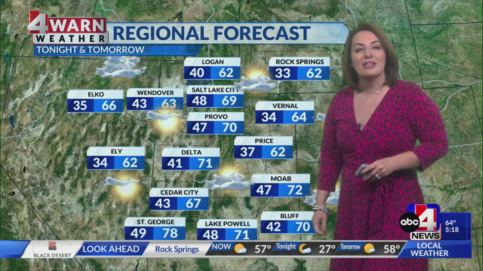 Mostly sunny skies and above average temperatures through midweek ...